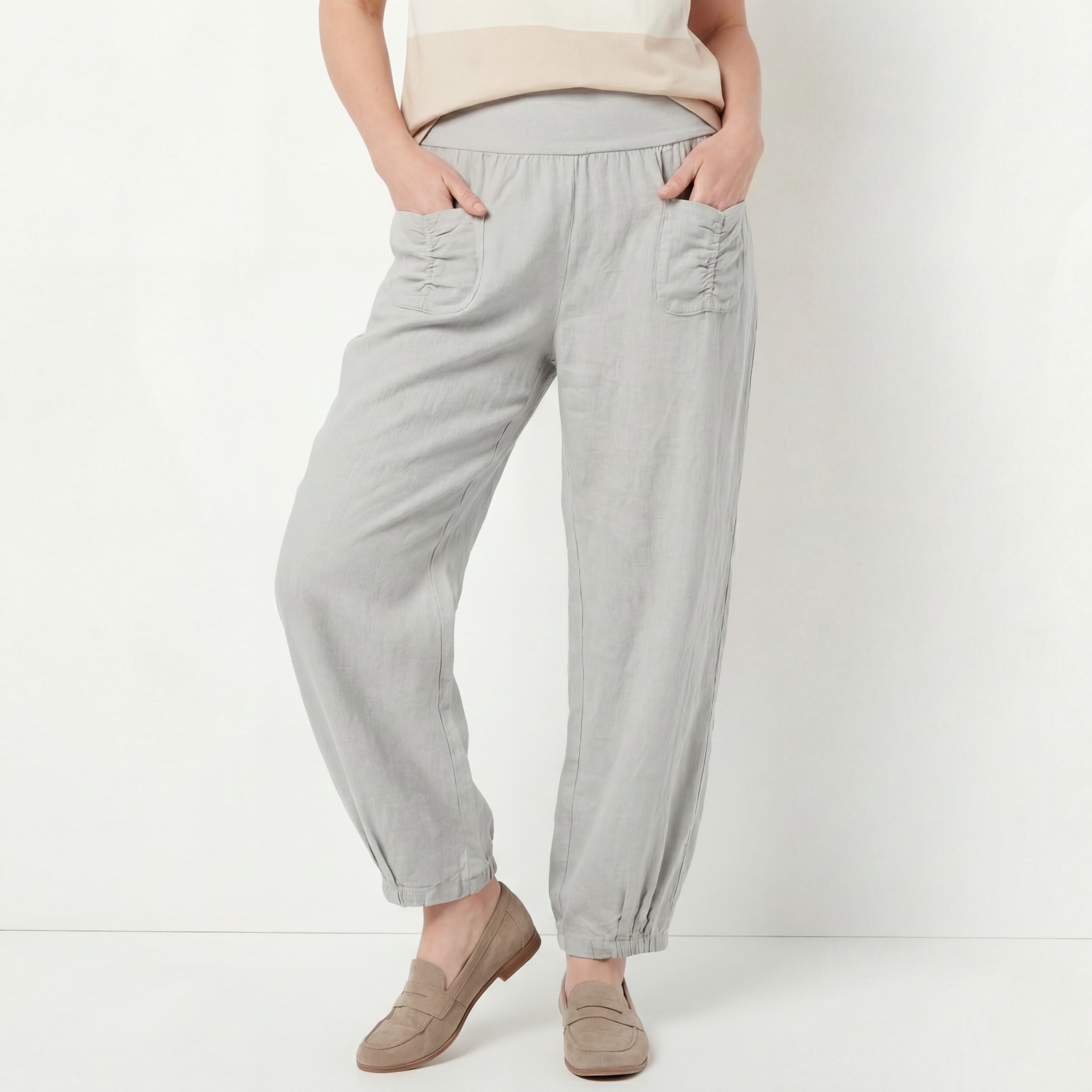 OriginalYou Leinenhose Sommerliche Leinen Pumphose luftig leichte Schlupfhose luftig & leichtes Leinengewebe, elastischer Bund, in Unifarbe