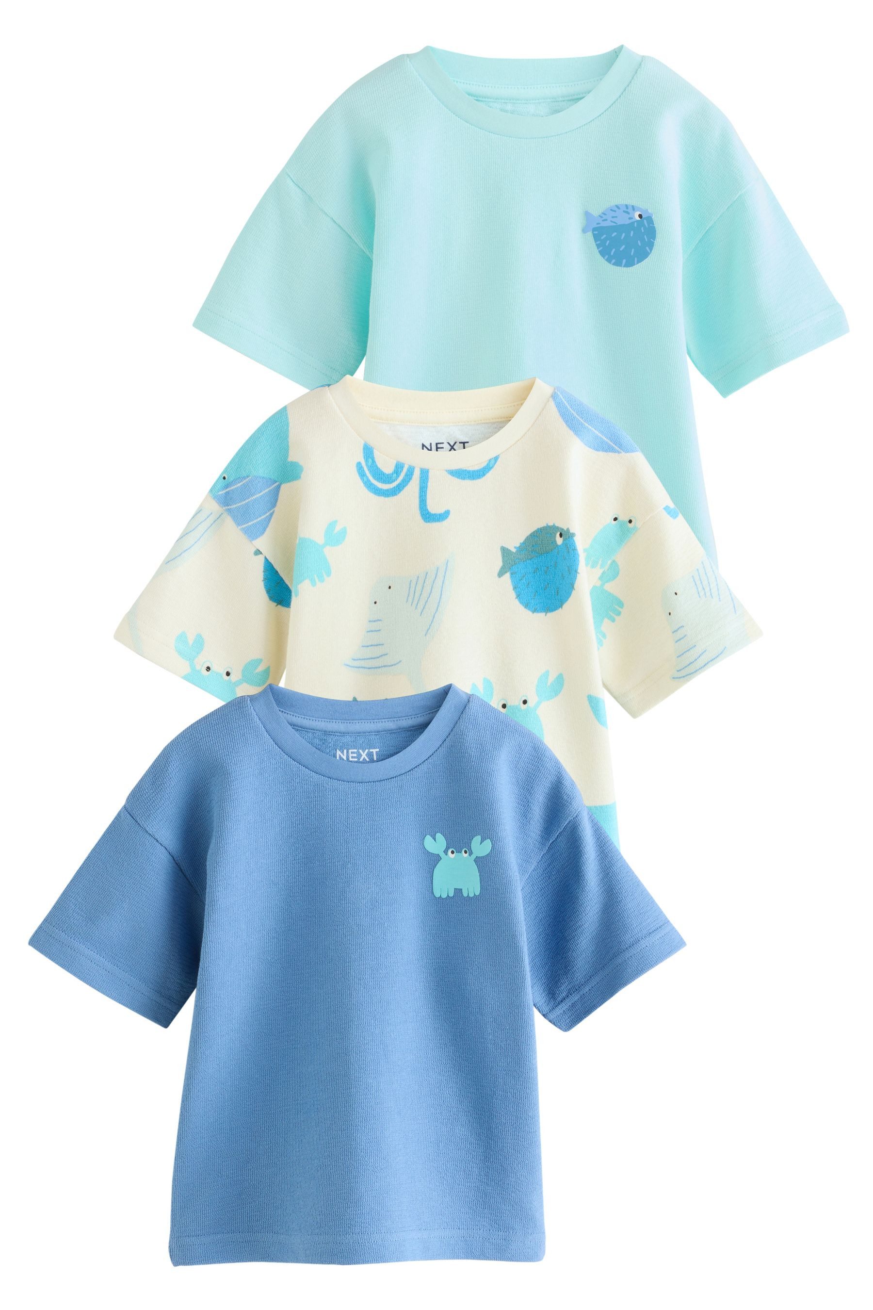Next T-Shirt 3er-Pack strukturierte Henley Kurzarm-T-Shirts günstig online kaufen
