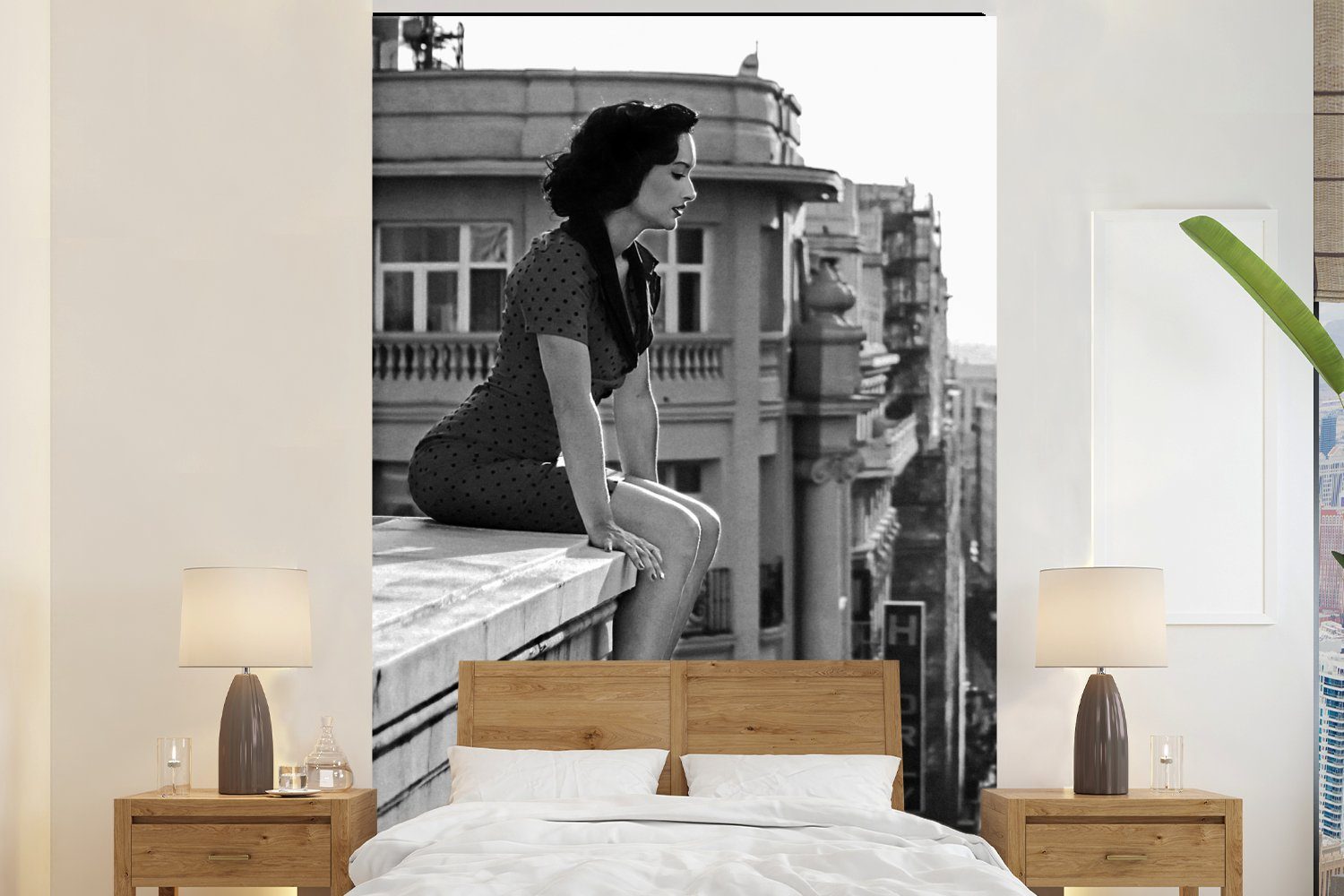 MuchoWow Fototapete Madrid - Architektur - Spanien - Frau, Matt, bedruckt, (3 St), Montagefertig Vinyl Tapete für Wohnzimmer, Wandtapete