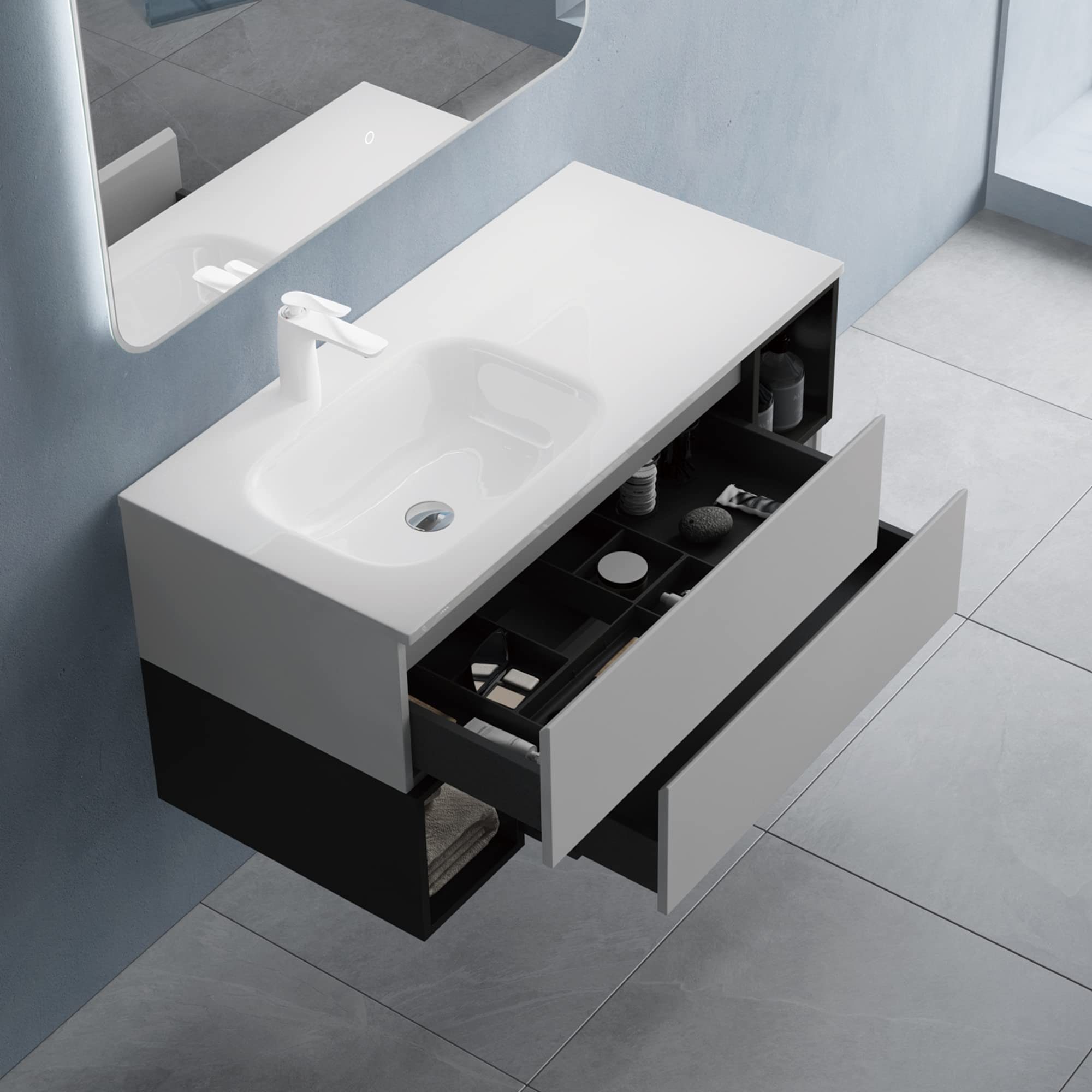 doporro Badmöbel-Set Design Waschplatz Gemini Badmöbel-Set Unterschrank Wan günstig online kaufen