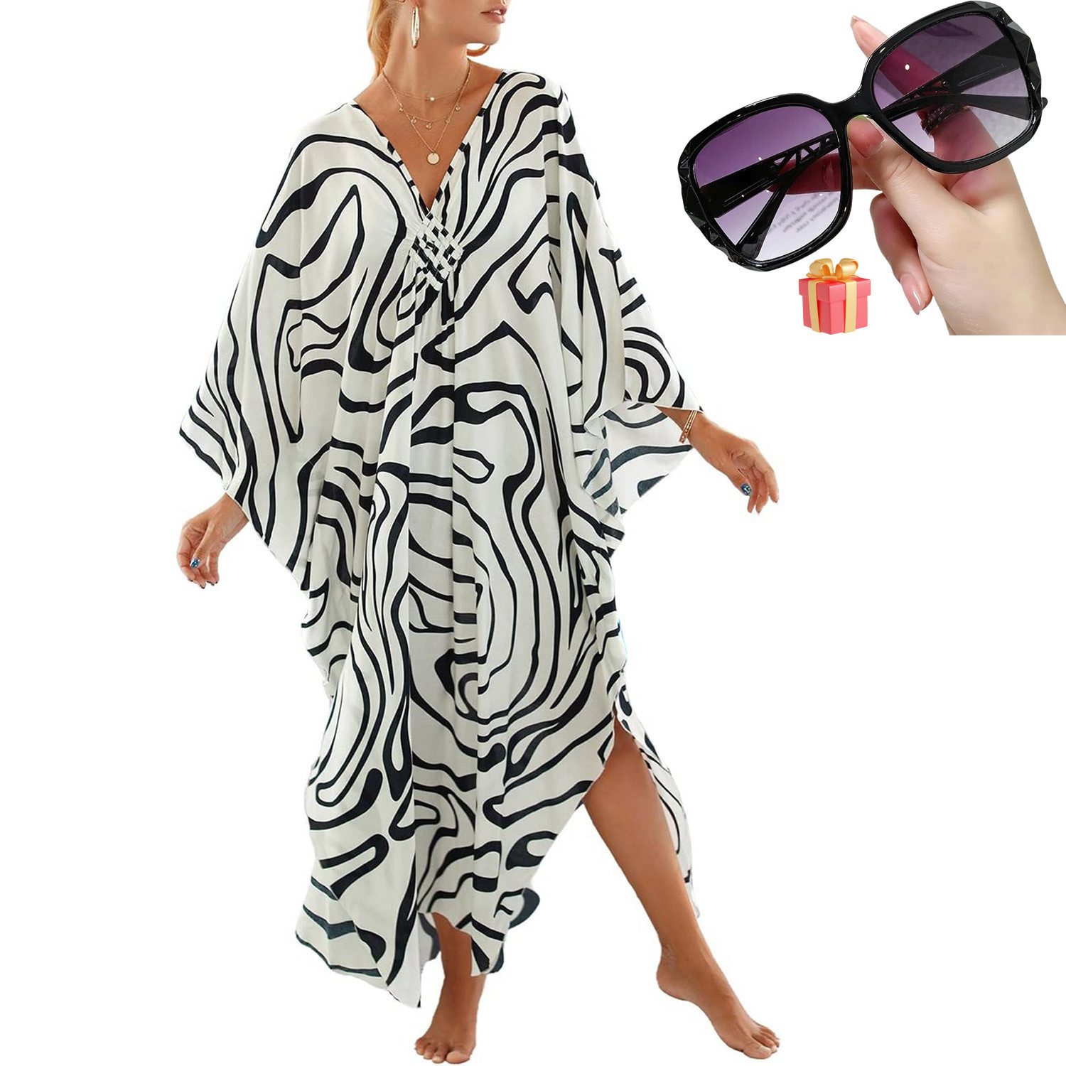 RWEUOQ Strandkleid Damen Strand Kaftan Sommer günstig online kaufen