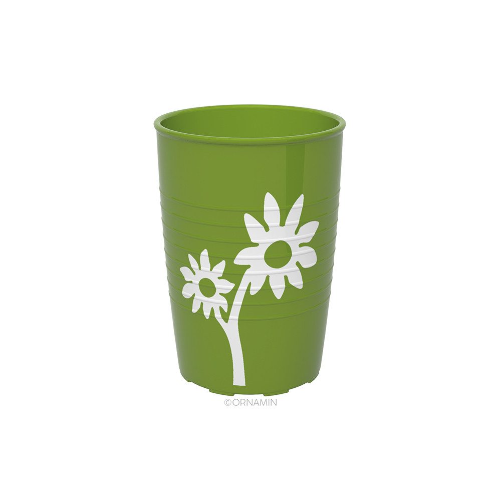 Ornamin Schnabelbecher mit Antirutsch-Trick Blume/Ringe mit Schnabelaufsatz/Trinkaufsatz, 1-tlg., SAN, Trinkhilfe l Alltagshilfe l Schnabeltasse l Made in Germany