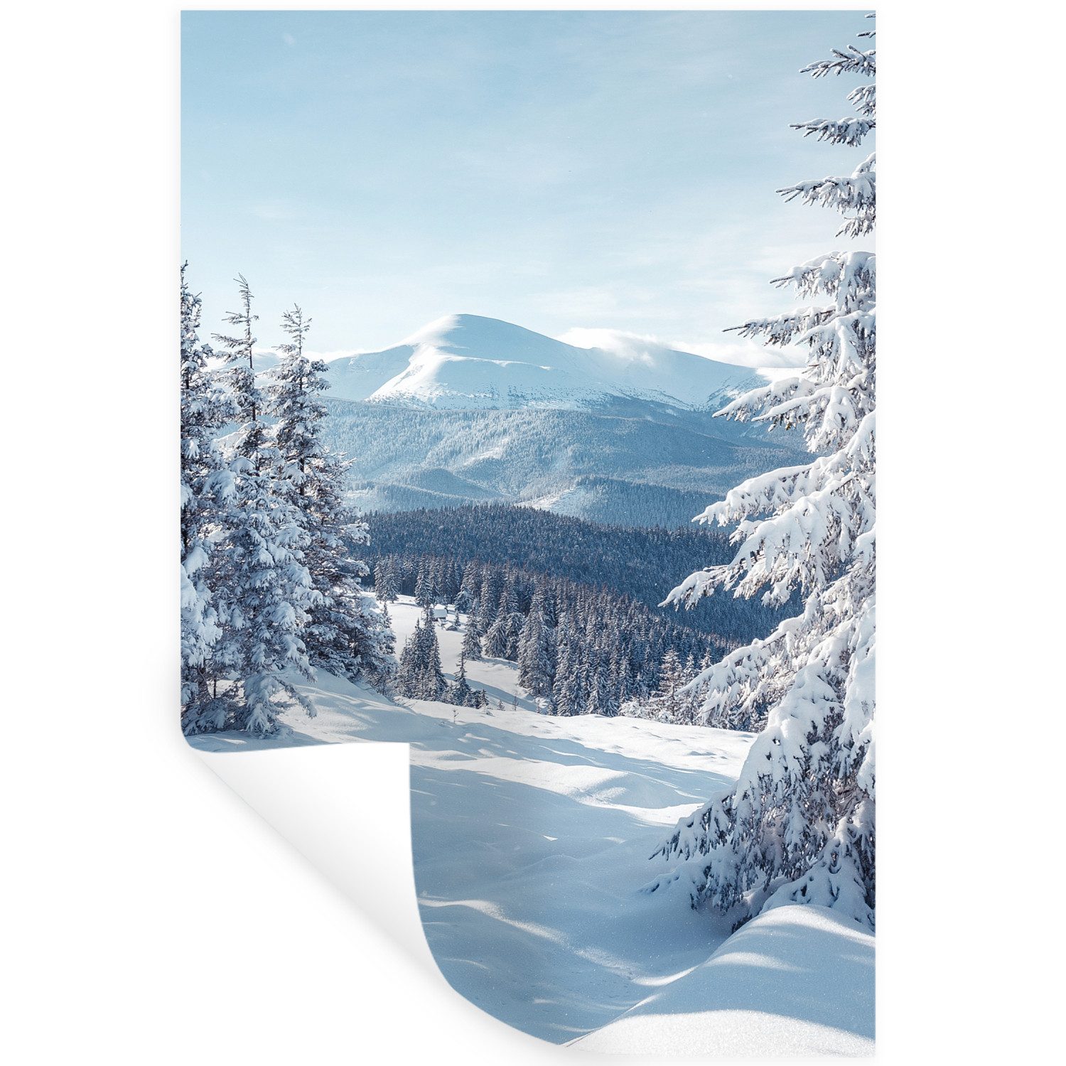 MuchoWow Wandsticker Winterlandschaft - Natur - Berge - Bäume - Schnee (1 St), Wandaufkleber, Selbstklebend, Wohnzimmer, 20x30 cm