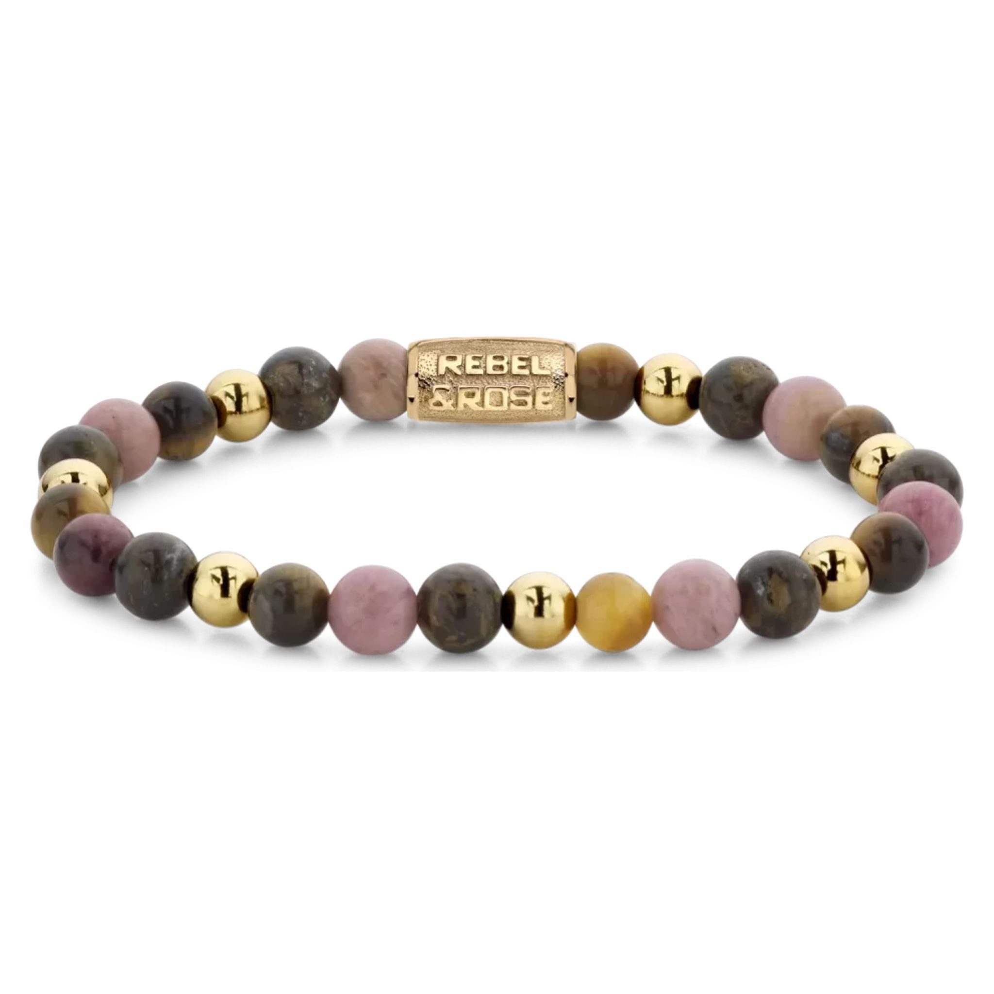 Rebel & Rose Armband Armband aus 6mm großen Edelsteinen mit Metallverschluss