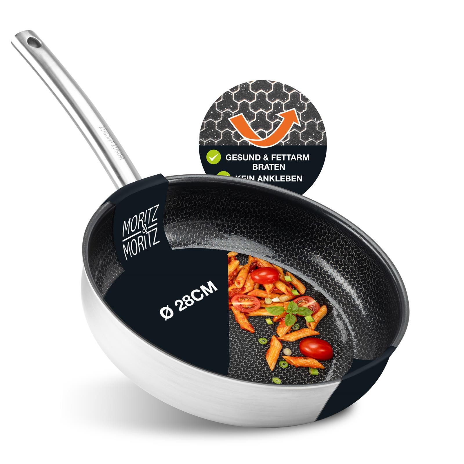 Moritz & Moritz Wok Pfanne gerader Rand 28cm, 304 Edelstahl