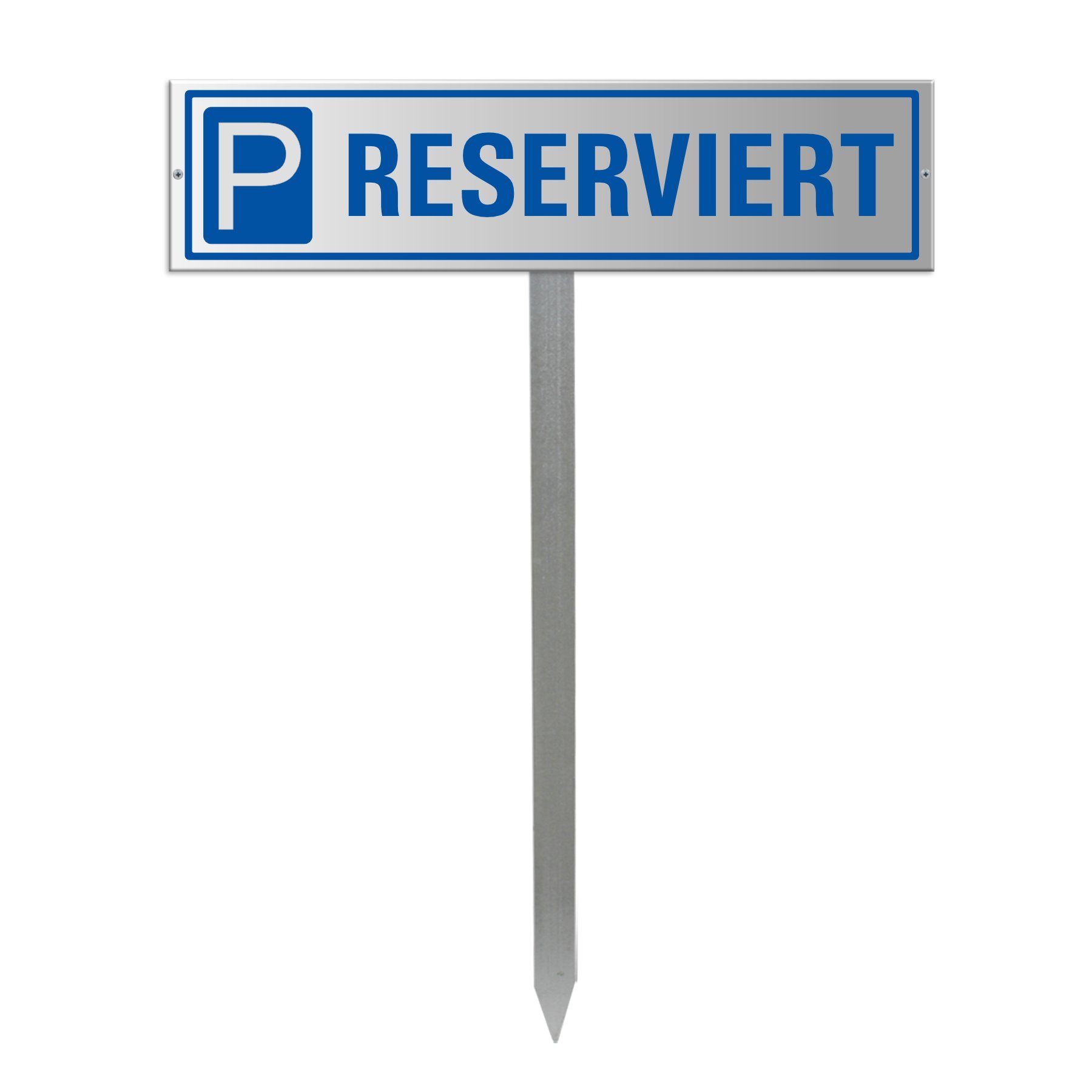 OFFORM DESIGN Hinweisschild Parkplatzschild Parkschild Reserviert mit Erdspiess Einschlagpfosten, (1 St)