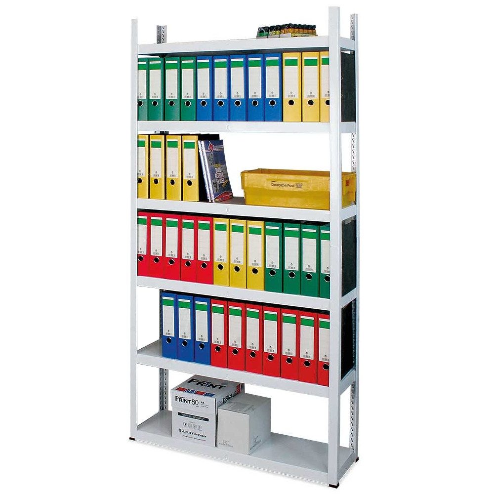 BRB-Lagertechnik Regal Vorratsregal, Stahlblech kunststoffbeschichtet, Stecksystem, 6 Böden, Sehr stabiles Stahl-Steckregal mit 6 Metallböden