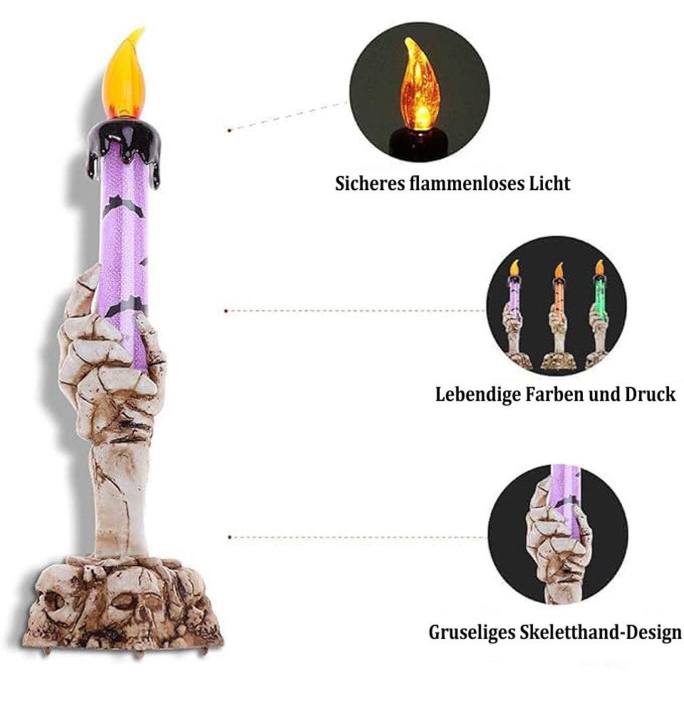 Coonoor LED-Kerze Flammenlose LED-Kerzen, Halloween-Skelett-Kerzenhalter, H günstig online kaufen