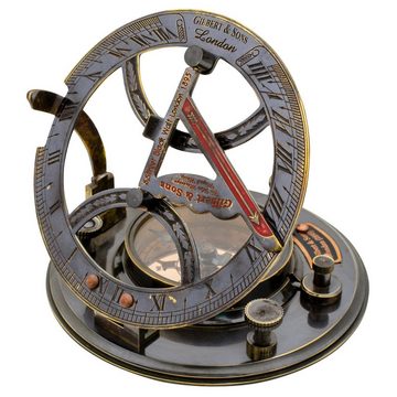 Aubaho Kompass Kompass Maritim mit Sonnenuhr Dekoration Messing Glas Antik-Stil Repli
