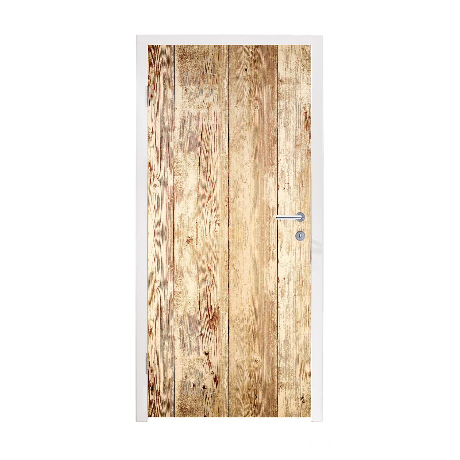 Regal (1 cm Matt, Fototapete MuchoWow Türtapete für 80x205 Eiche, St), Türaufkleber, - Holz - bedruckt, Tür, - Vintage