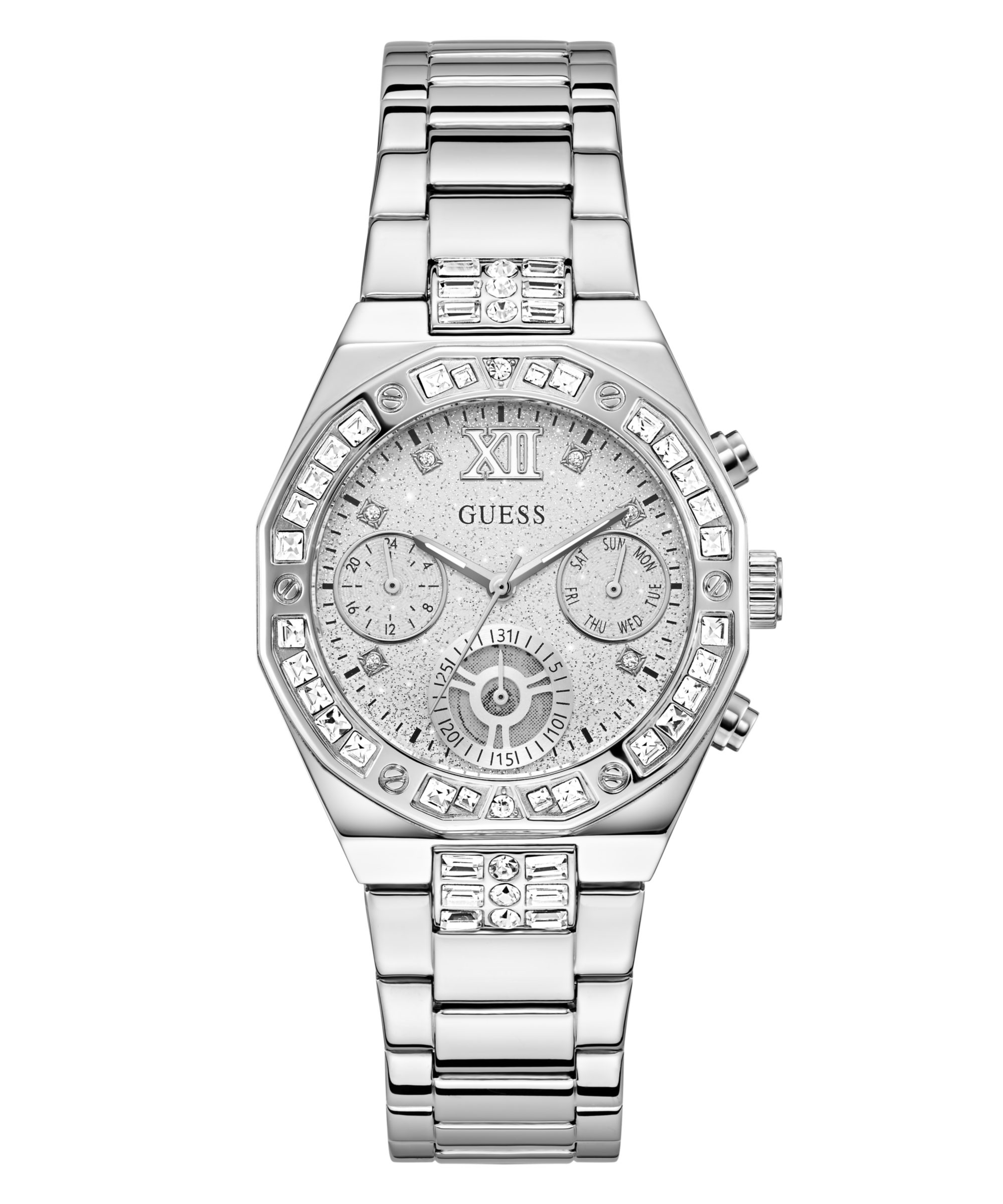 Guess Quarzuhr SELINA GW1116L1, Armbanduhr, Damenuhr, Edelstahlarmband, analog, Tag, Wochentag
