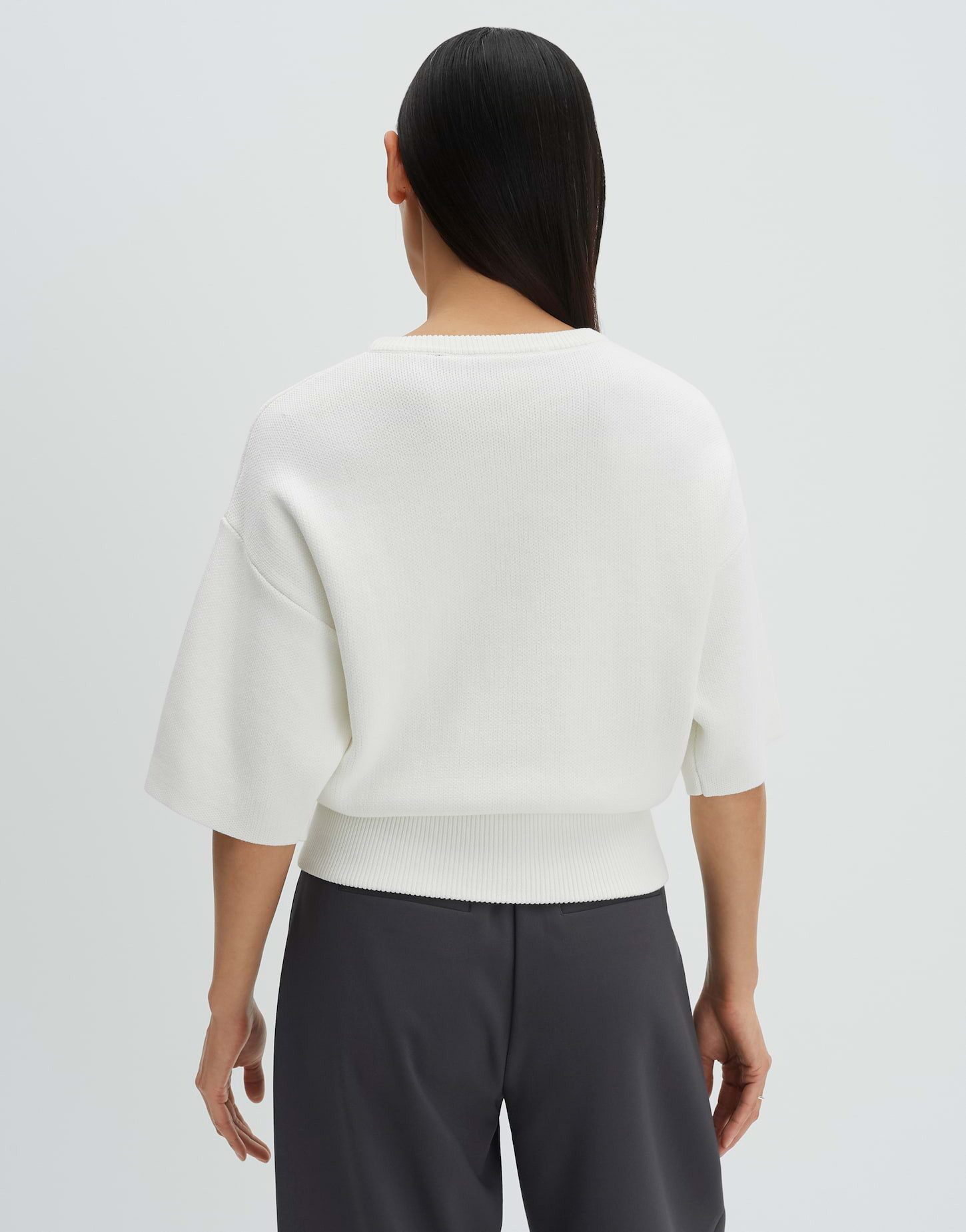 someday Kurzarmpullover Teoul Weite Passform, formstabil mit breitem Saum