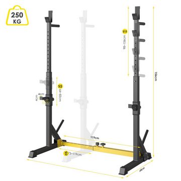 Femor Hantelbank, Squat Rack, Langhantelablage verstellbar bis 200kg