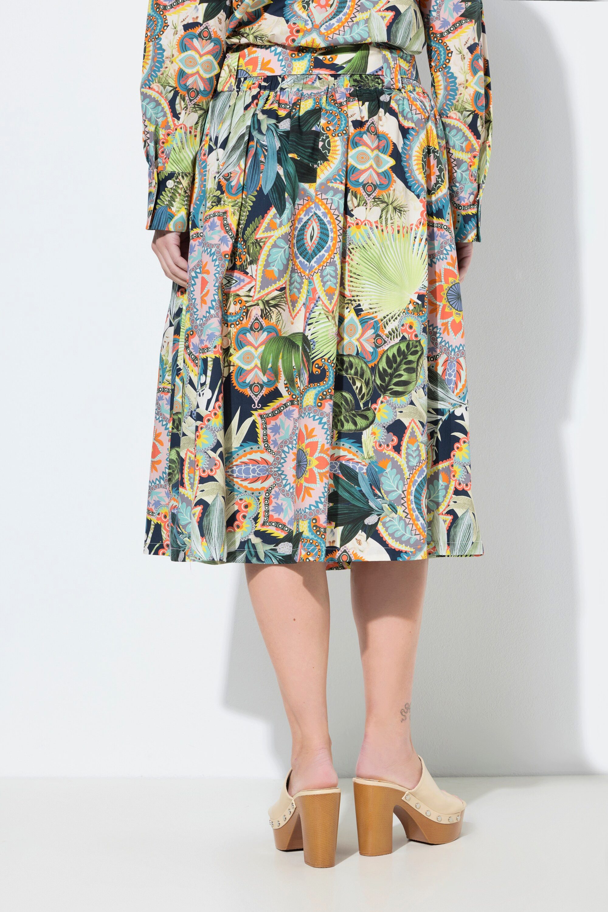 Ulla Popken Jerseyrock Midi-Faltenrock A-Linie Komfortbund