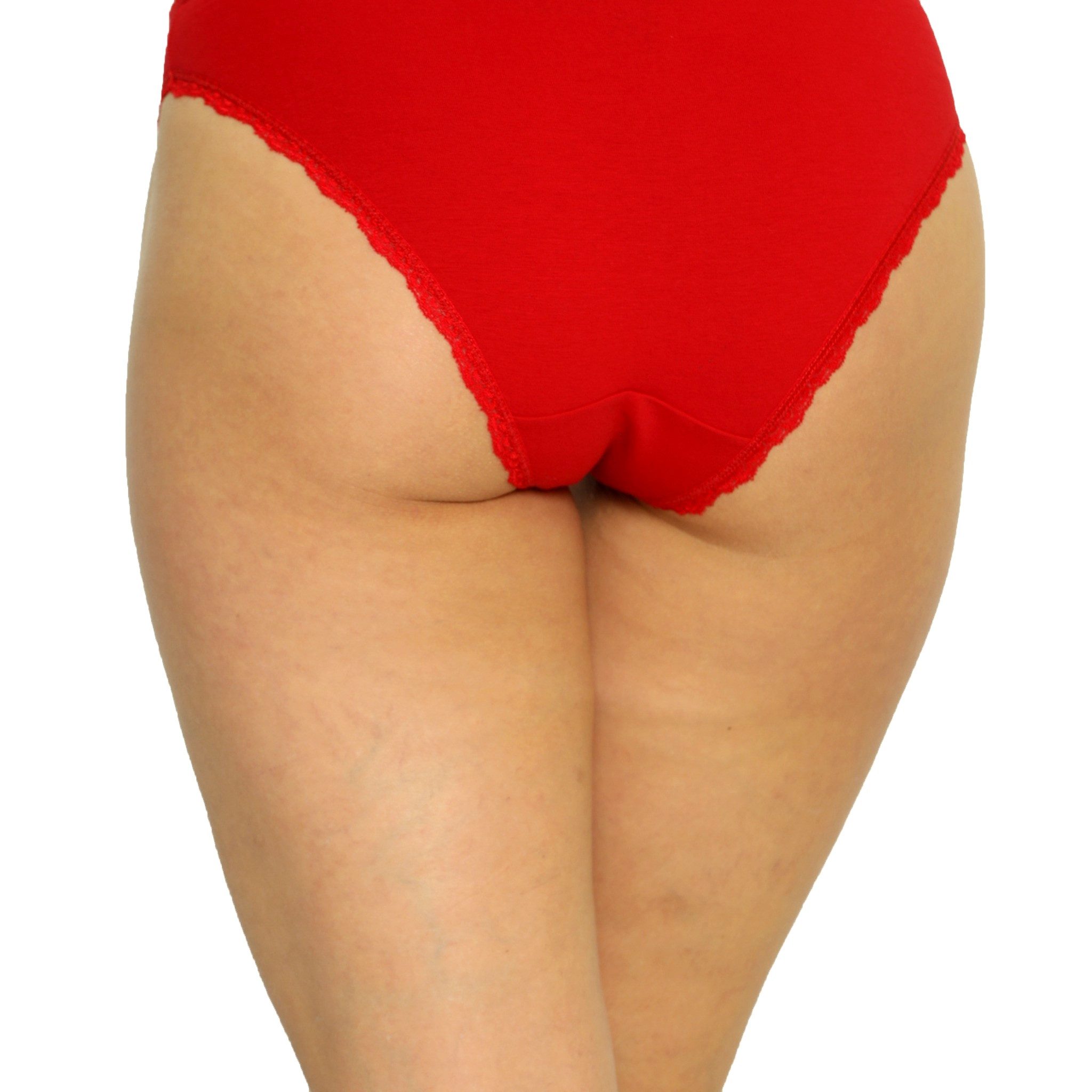 Bruno Barella Slip Damen Slip aus Bio-Baumwolle, GOTS zertifiziert, Rot, 2er Pack (Mehrpack (2er Pack), 2er-Pack) mit Spitze