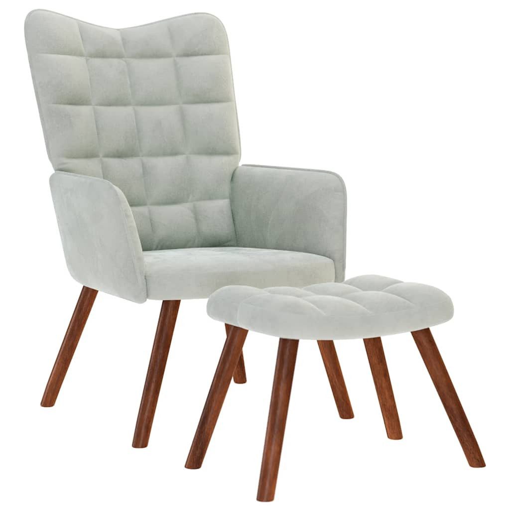 vidaXL Sessel Relaxsessel mit Hocker Hellgrau günstig online kaufen