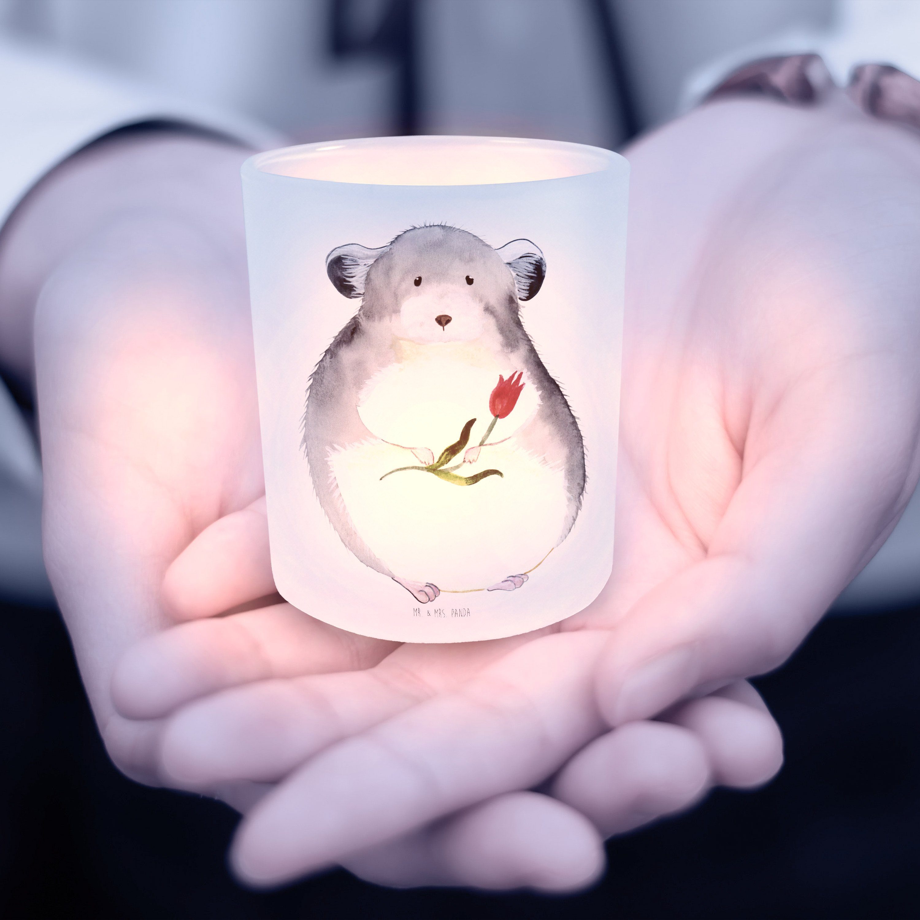 mit St) Blume Liebes Teelichthalter, & Windlicht - Transparent Geschenk, Mr. - Chinchilla Panda (1 Mrs.