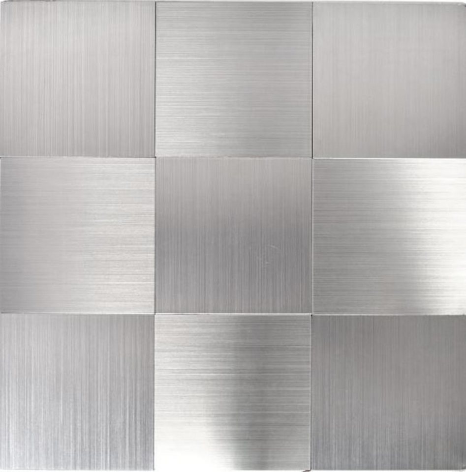 Thumbnail - Mosani Wandfliese Aluminium Mosaik Metall Mosaikfliesen Selbstklebend Silber Glänzend, Dekorativer DIY Wandverblender