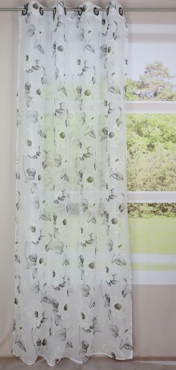 Vorhang Scheibengardine Ösenschal Blumen 140x245 cm transparent Polyester