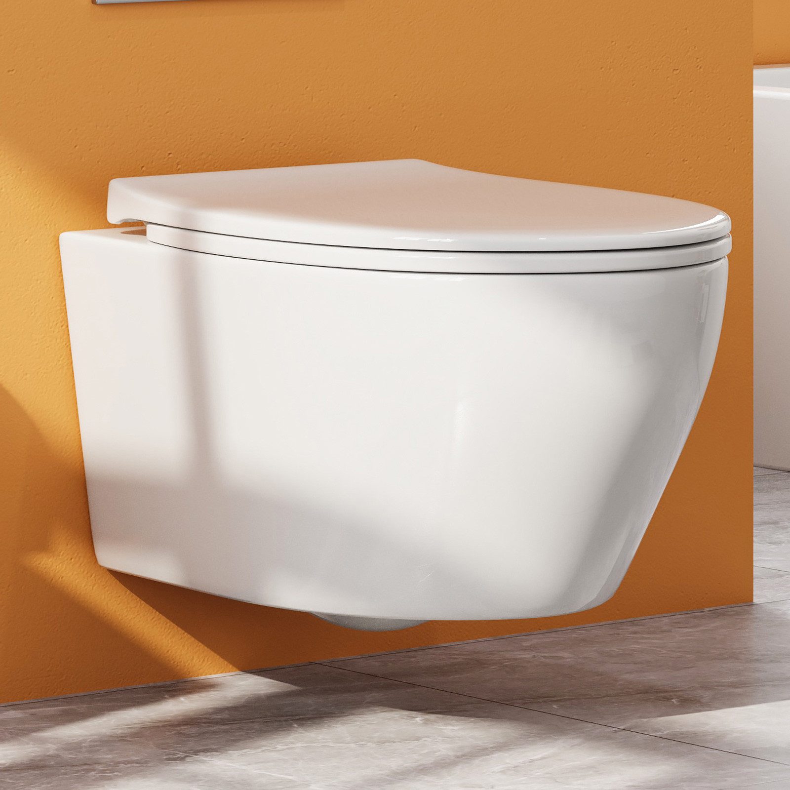 HOROW Tiefspül-WC Hänge WC Spülrandlos Toilette, günstig online kaufen