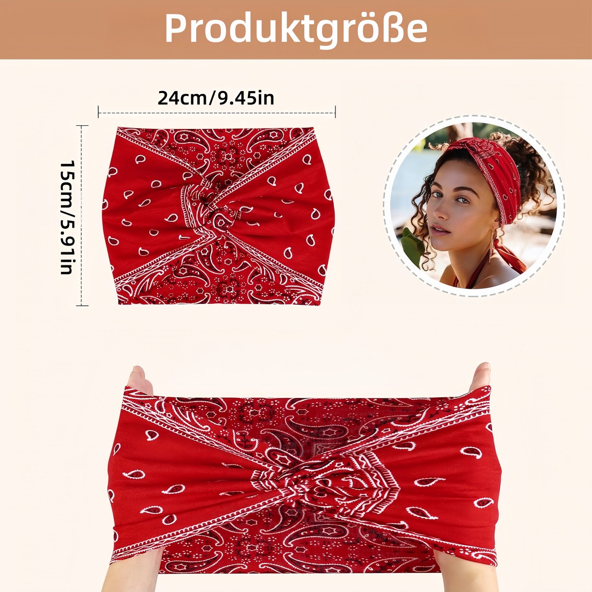 FOUORTUNATE-BEE Seidentuch 4 Boho-Haarbänder – Breite elastische Stirnbänder für Damen, (4-St), 4er-Set Boho-Stirnbänder für Yoga, Sport & Make-up