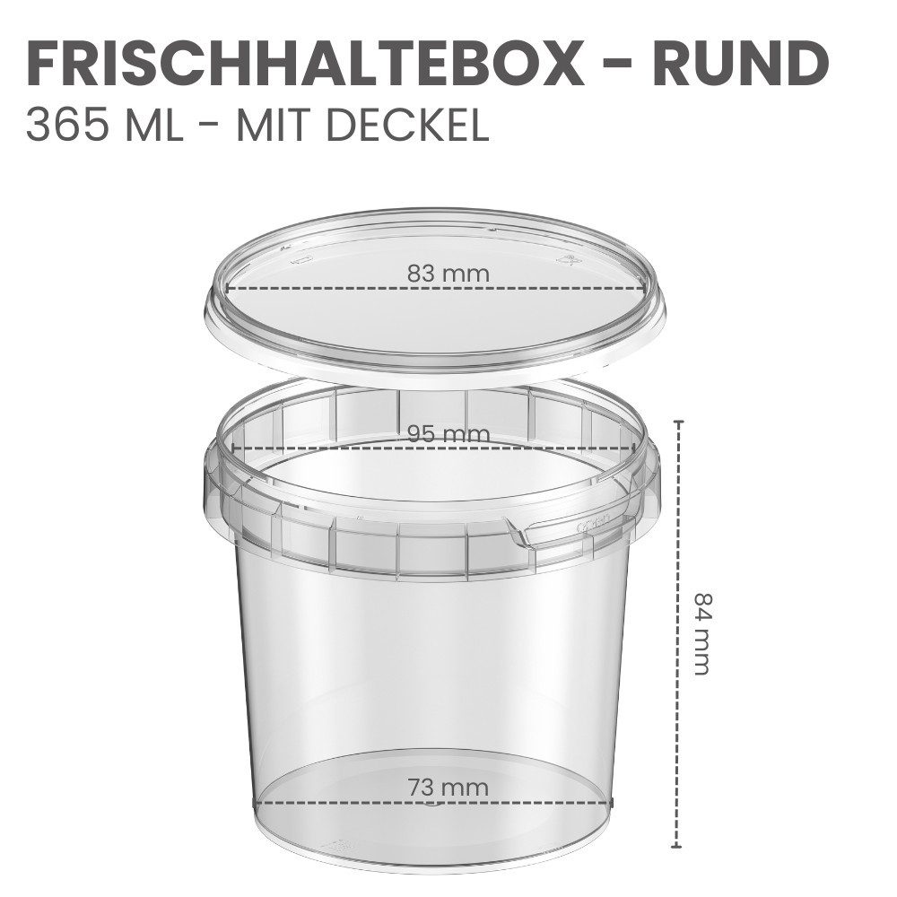 mikken Frischhaltedose 365 ml mit Deckel Plastikdose Lebensmittelbox Feinkostbecher, (Spar-Set, 10-tlg., 10-100er Set), sicher für kalte und heiße Inhalte bis 9 – Bild 4 von 5