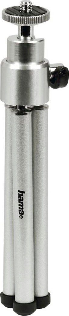 Hama Mini Stativ für Foto- und Videokameras, Mikrofone und Minilautsprecher Ministativ (mit 3D Kugelkopf, ausziehbar von 14 bis 21 cm, Silber)
