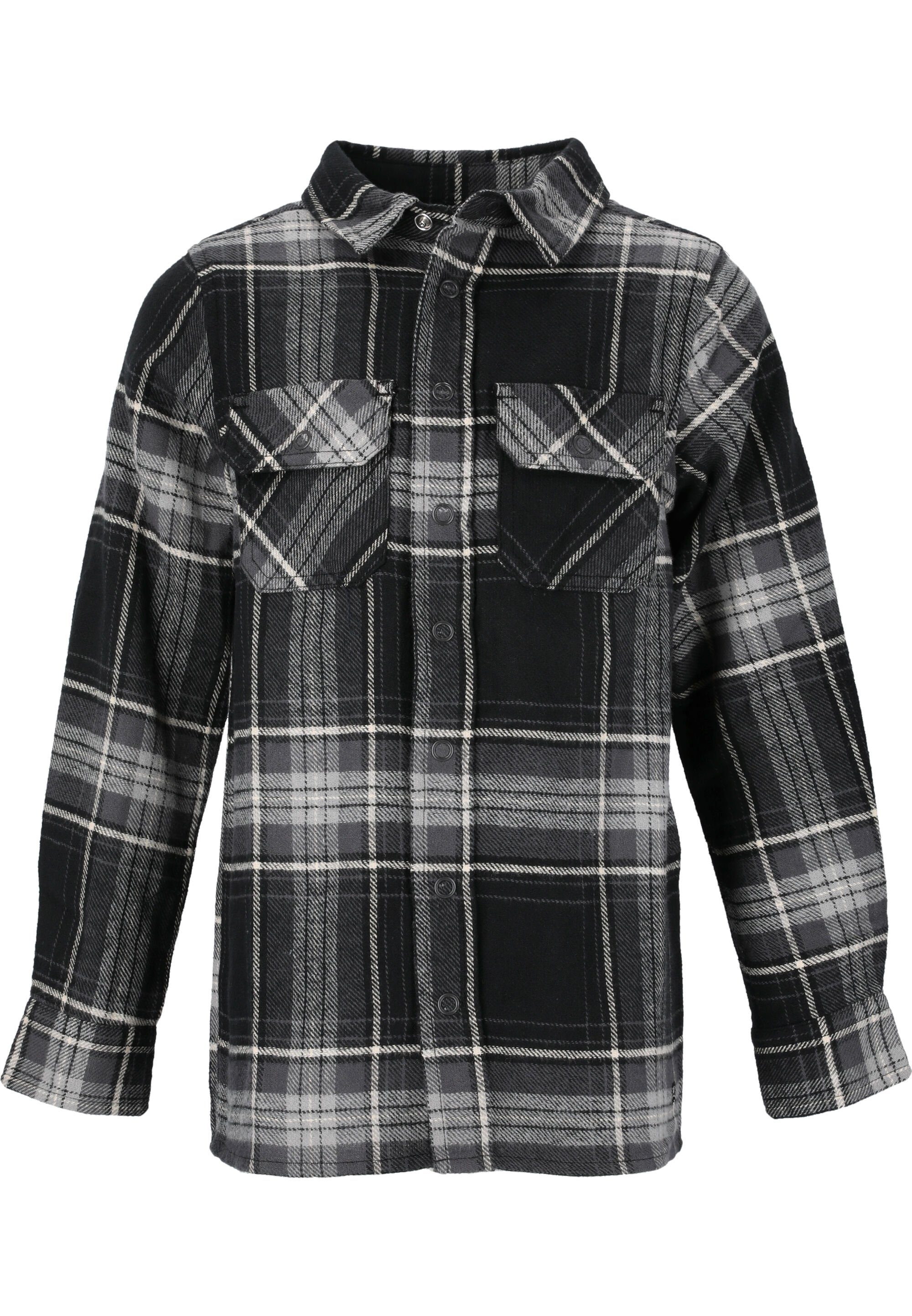 ZIGZAG Fleeceshirt Marley mit zeitlosem Karomuster schwarz-grau | Outdoorshirts