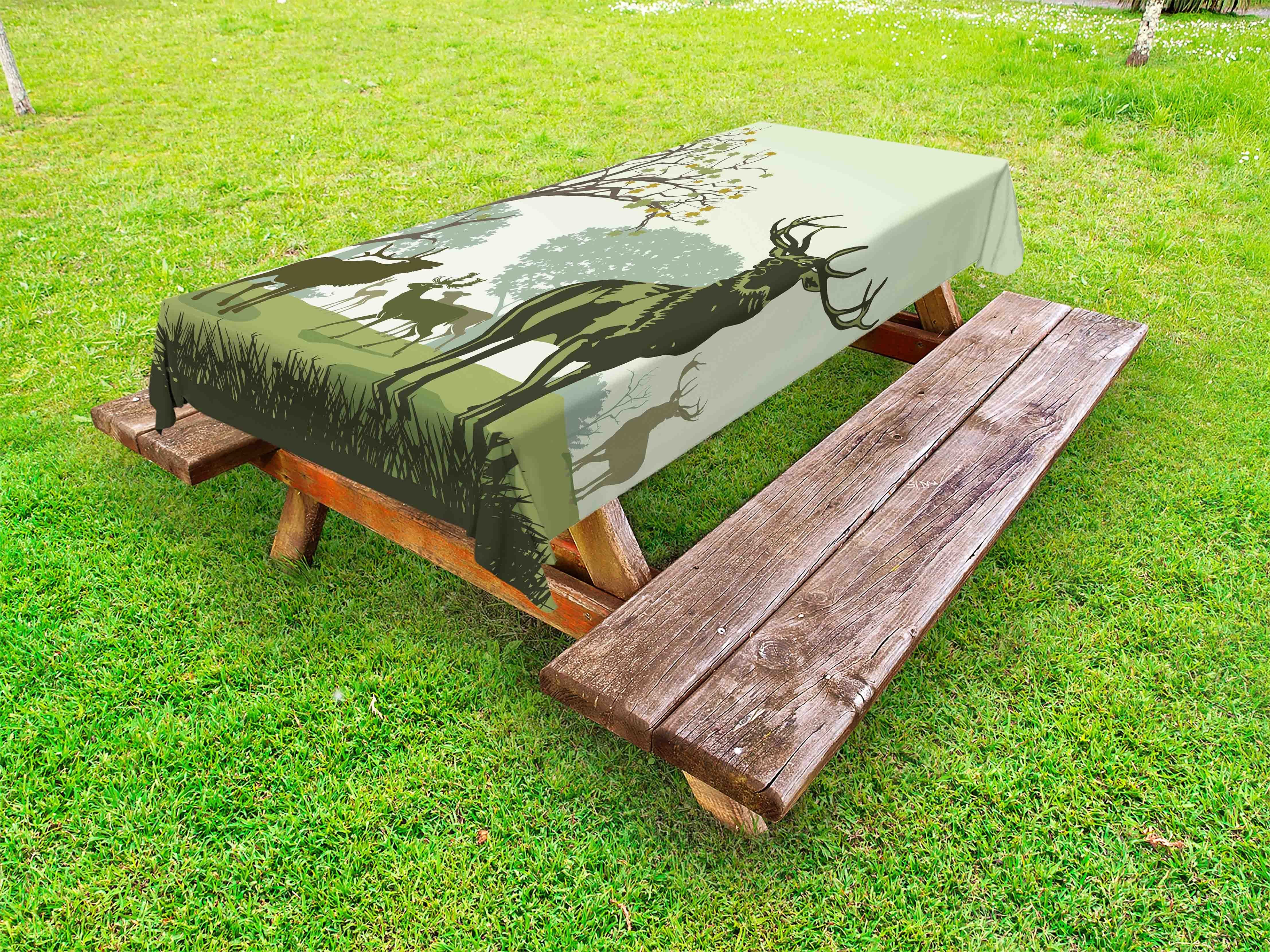 Tischdecke Picknick-Tischdecke, dekorative Deer Abakuhaus Grün Naturpark waschbare und
