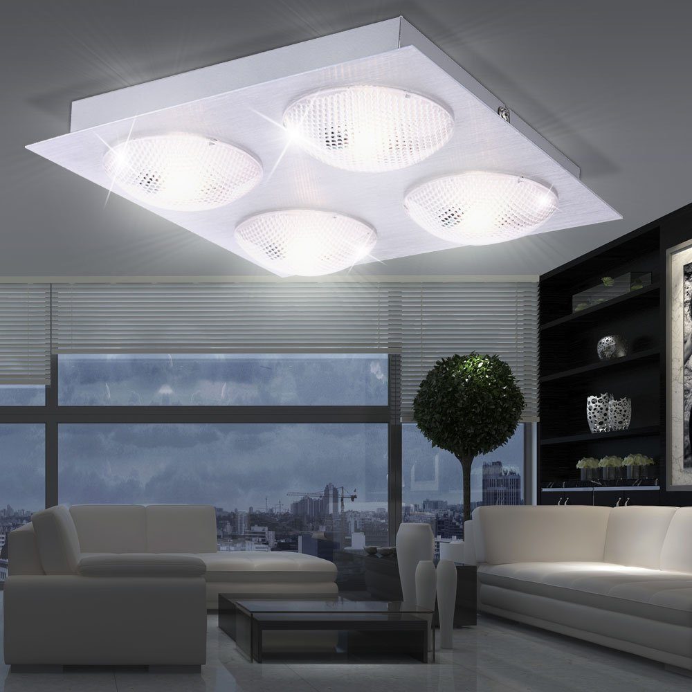 Globo LED Deckenleuchte, LED-Leuchtmittel fest verbaut, Warmweiß, 20 Watt LED Decken Leuchte Alu Beleuchtung eckig Effekt Lampe Globo | Deckenlampen