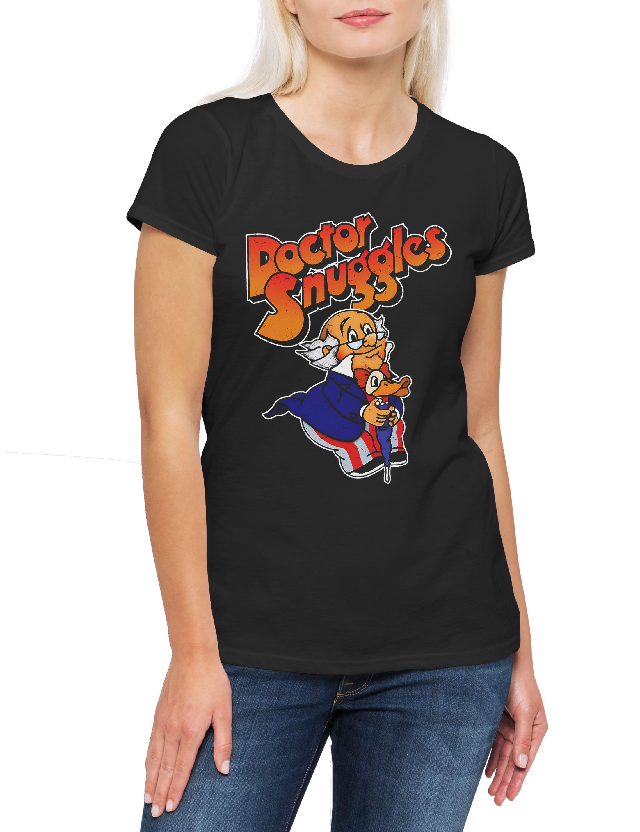 Print-Shirt Dr. Snuggles Damen T-Shirt Cartoon Comic Erfinder Inventor TV Series