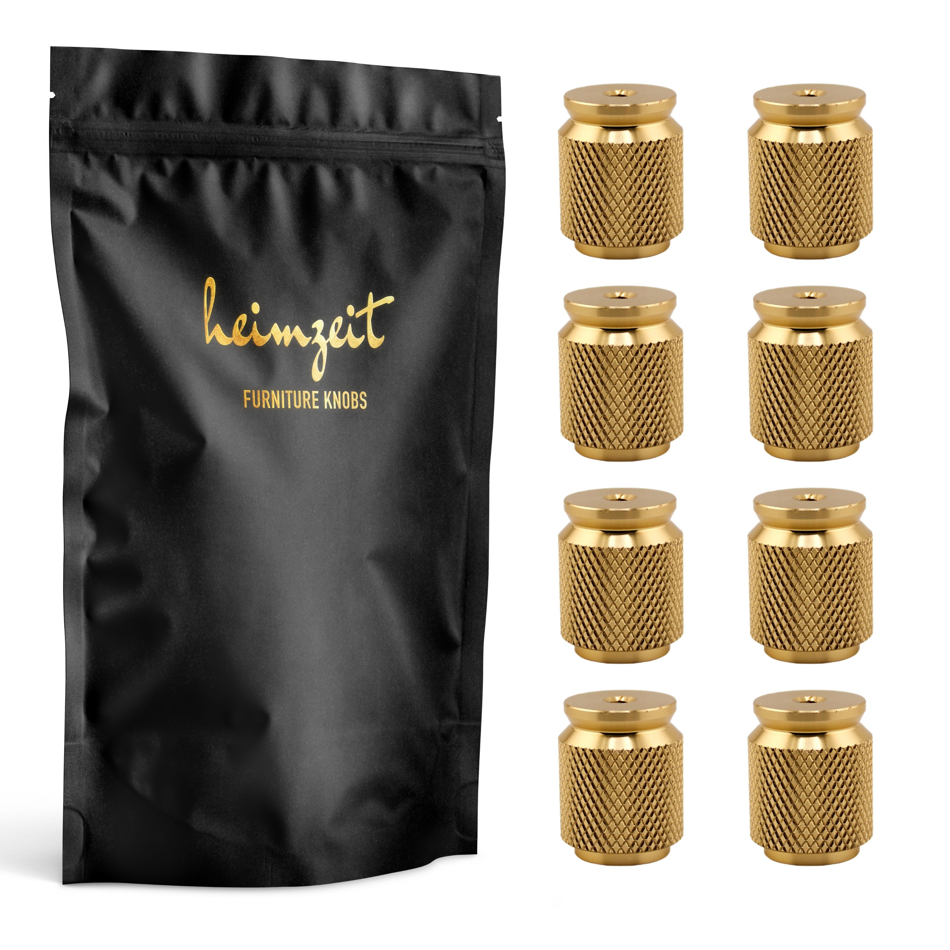 heimzeit Möbelgriff heimzeit Möbelknöpfe geriffelt (Set, 8-St), für Schubladen, Türen und Kommoden, inkl. Schraube