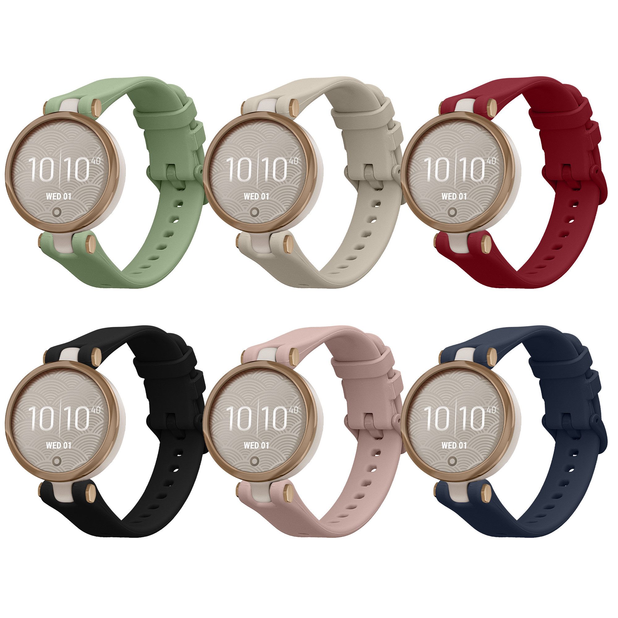 kwmobile Smartwatch-Armband 6x Sportarmband für Garmin Lily Sport Armband, Armband TPU Silikon Großes Set Fitnesstracker - verschiedene Farben