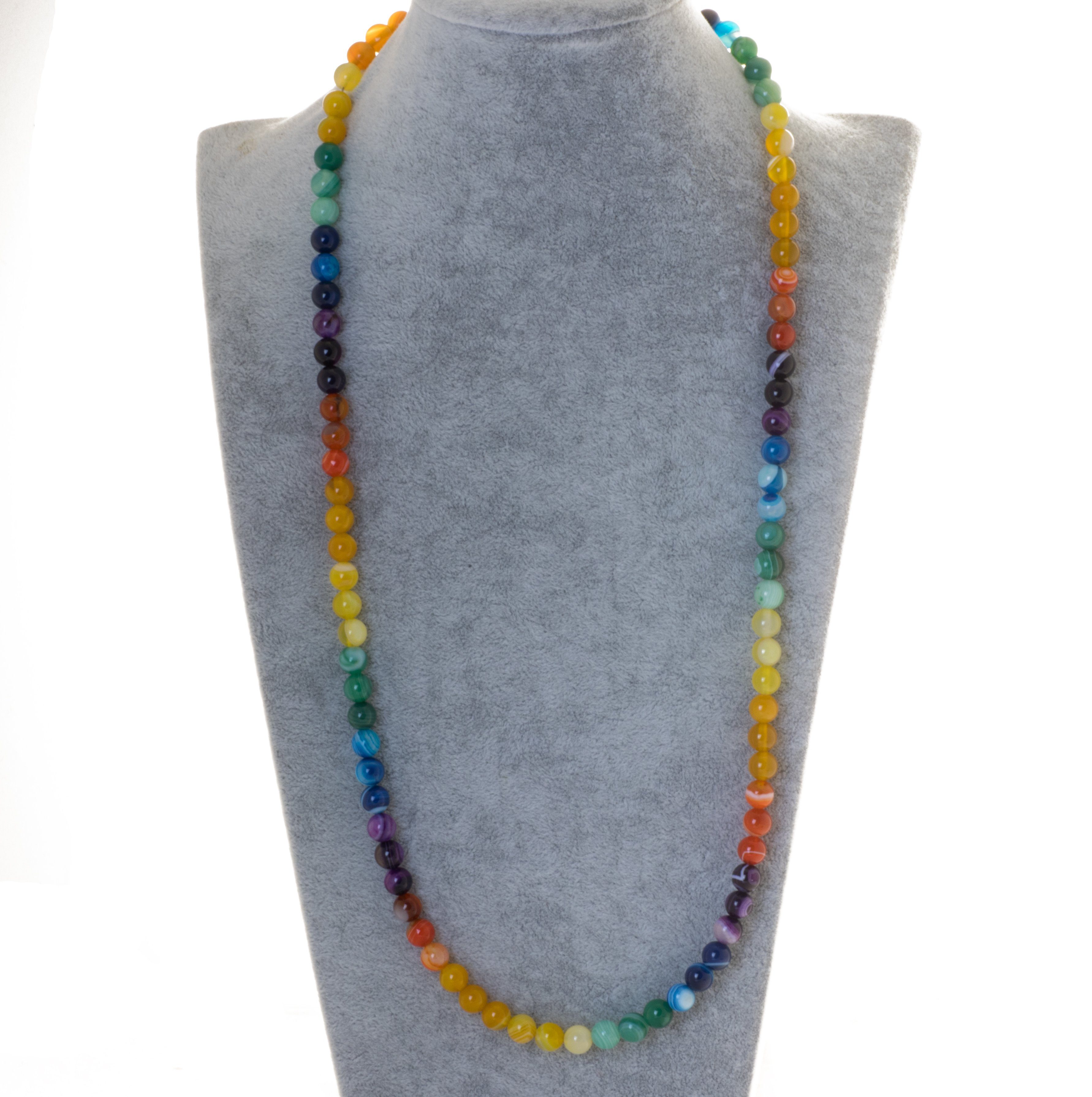 Bella Carina Lange Kette Kette mit Achat Perlen Regenbogen lang günstig online kaufen