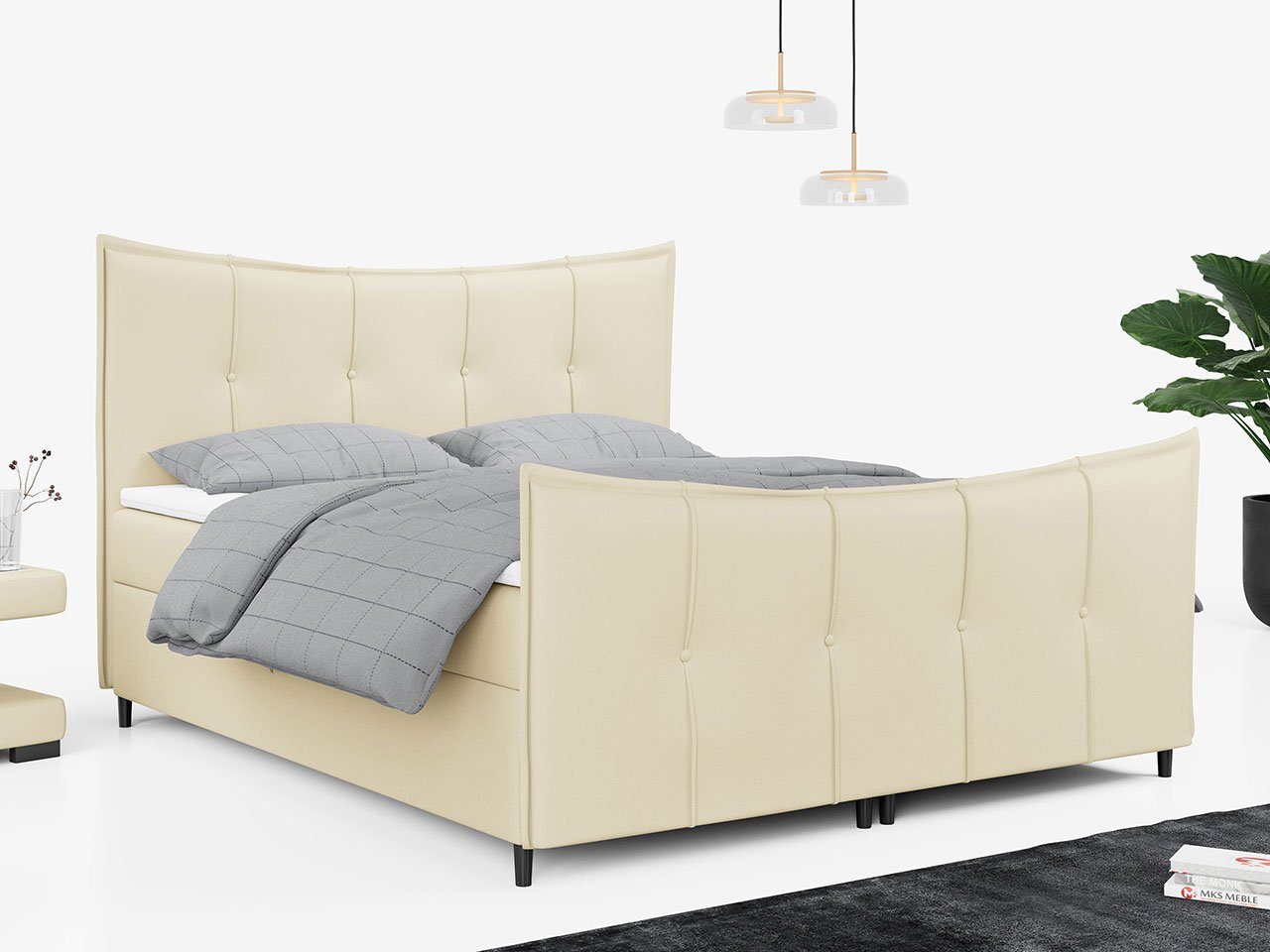 MKS MÖBEL Boxspringbett BERNATE LUX, Doppelbett mit Multipocket-Matratze - Modern Bett