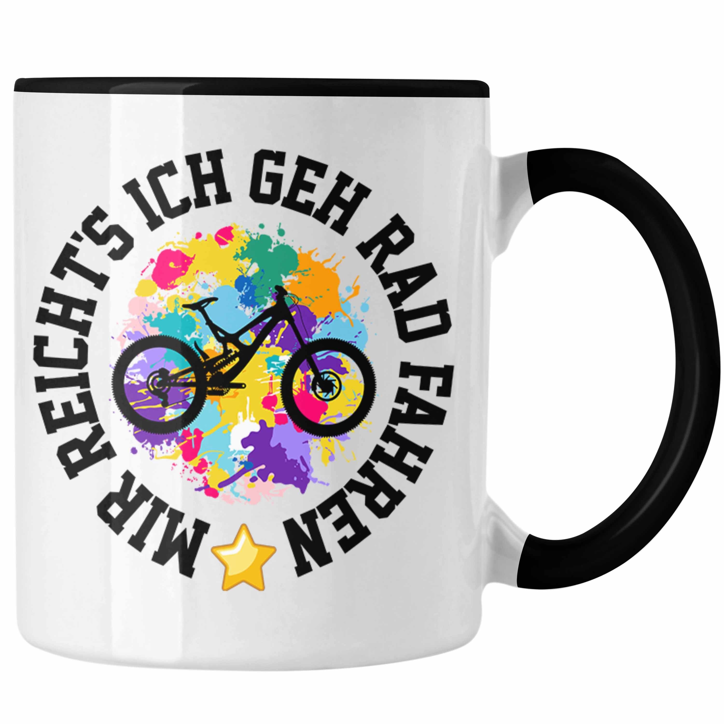 Trendation Tasse Trendation - Mir Reichts Ich Geh Fahrrad Fahren Tasse Geschenk für Fahrradfahrer Lustiger Spruch Männer Frauen Schwarz