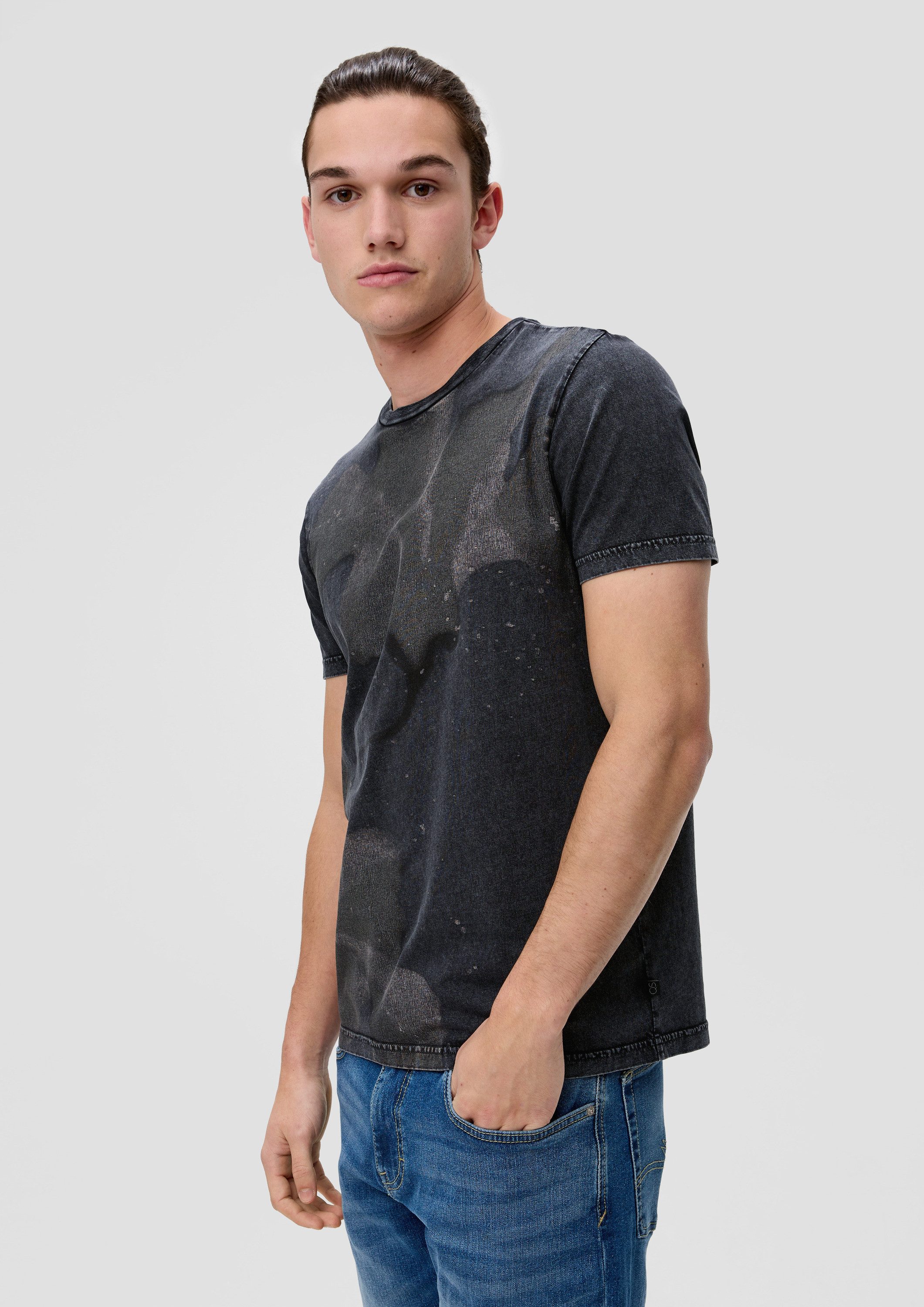 QS Kurzarmshirt T-Shirt T-Shirt mit Frontprint aus reiner Baumwolle günstig online kaufen