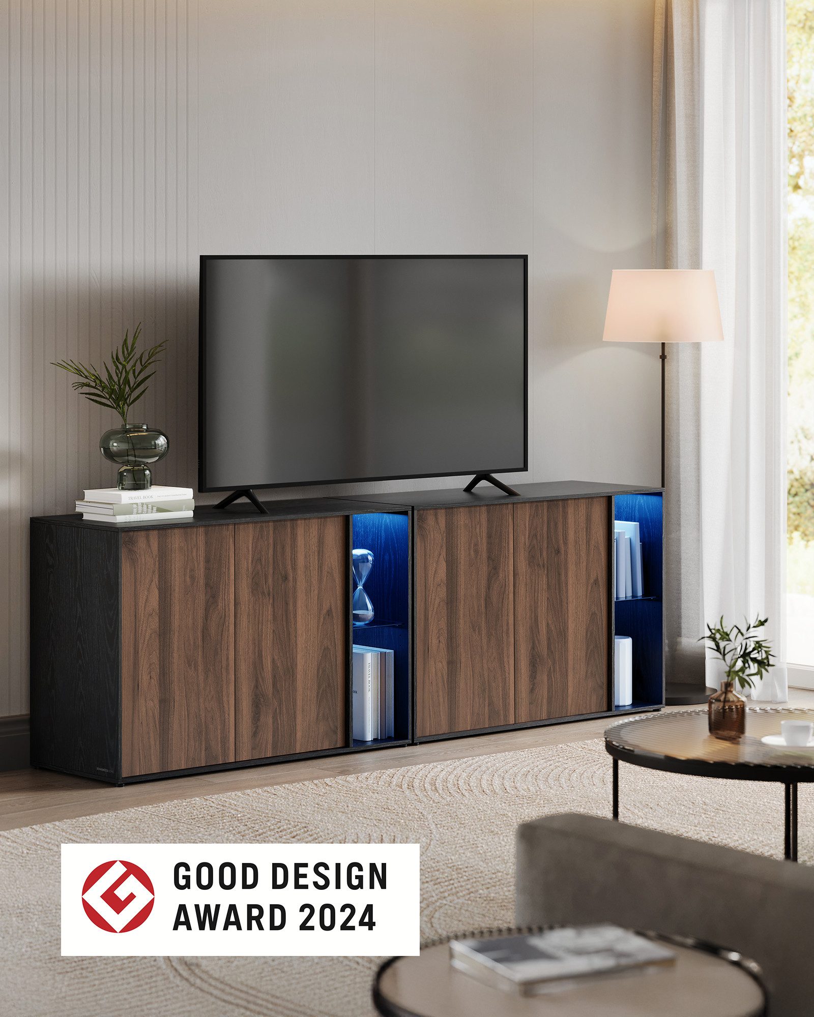 SONGMICS HOME Sideboard Aufbewahrungsschrank (TV-Schrank, Glasablage, günstig online kaufen