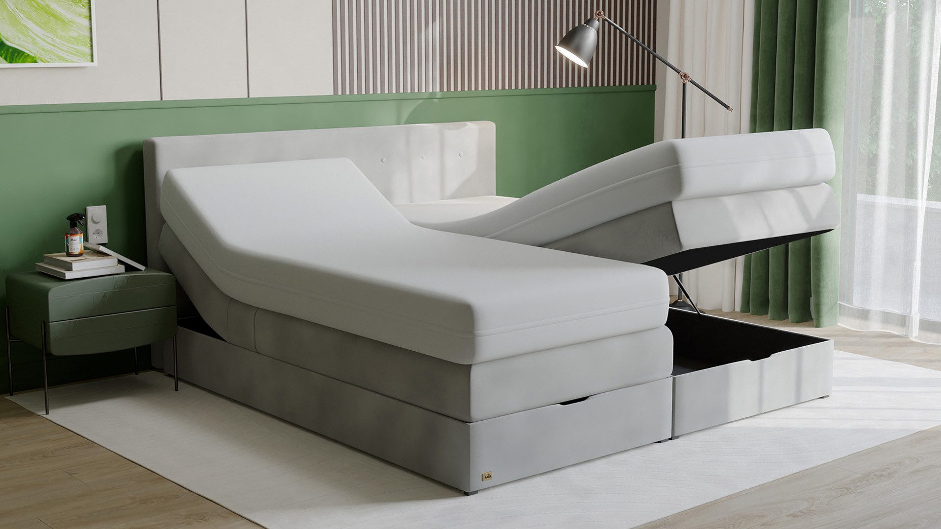 PAARA Boxspringbett 40GK mit Bettkasten Kopfteil günstig online kaufen