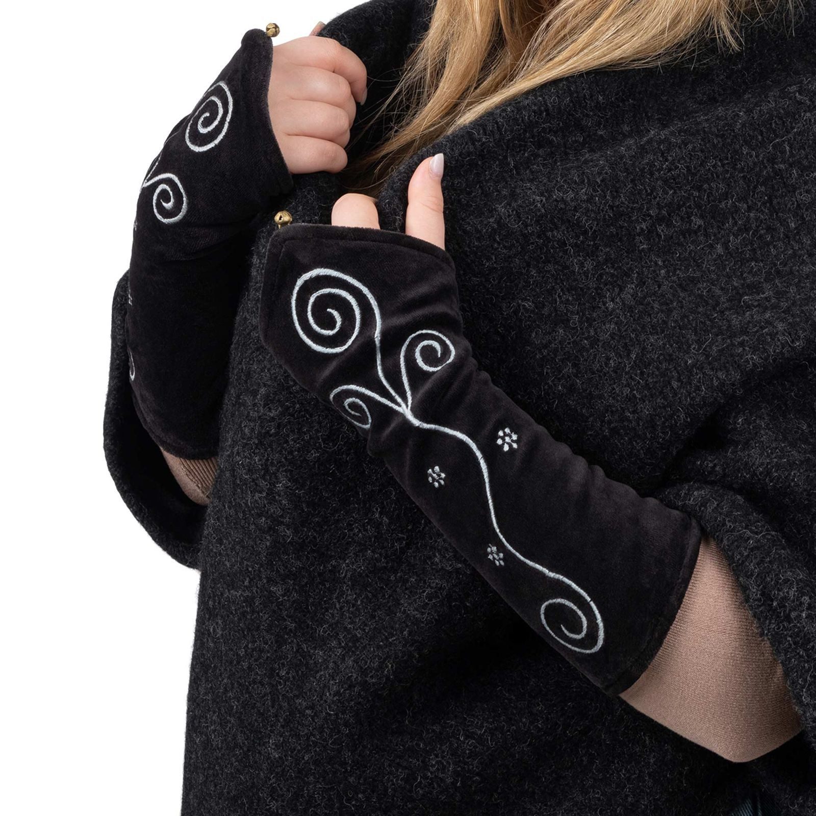 KUNST UND MAGIE Armstulpen Samt Stulpen Armstulpen Handwärmer Pulswärmer Handschuhe Boho Armlinge – Bild 3 von 5