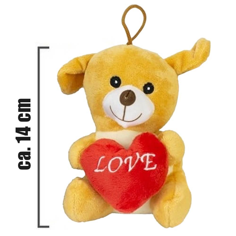 Dinotoys Kuscheltier 6 Stück Plüschsortiment Tiere mit Herz - ca. 14 cm (6-St)