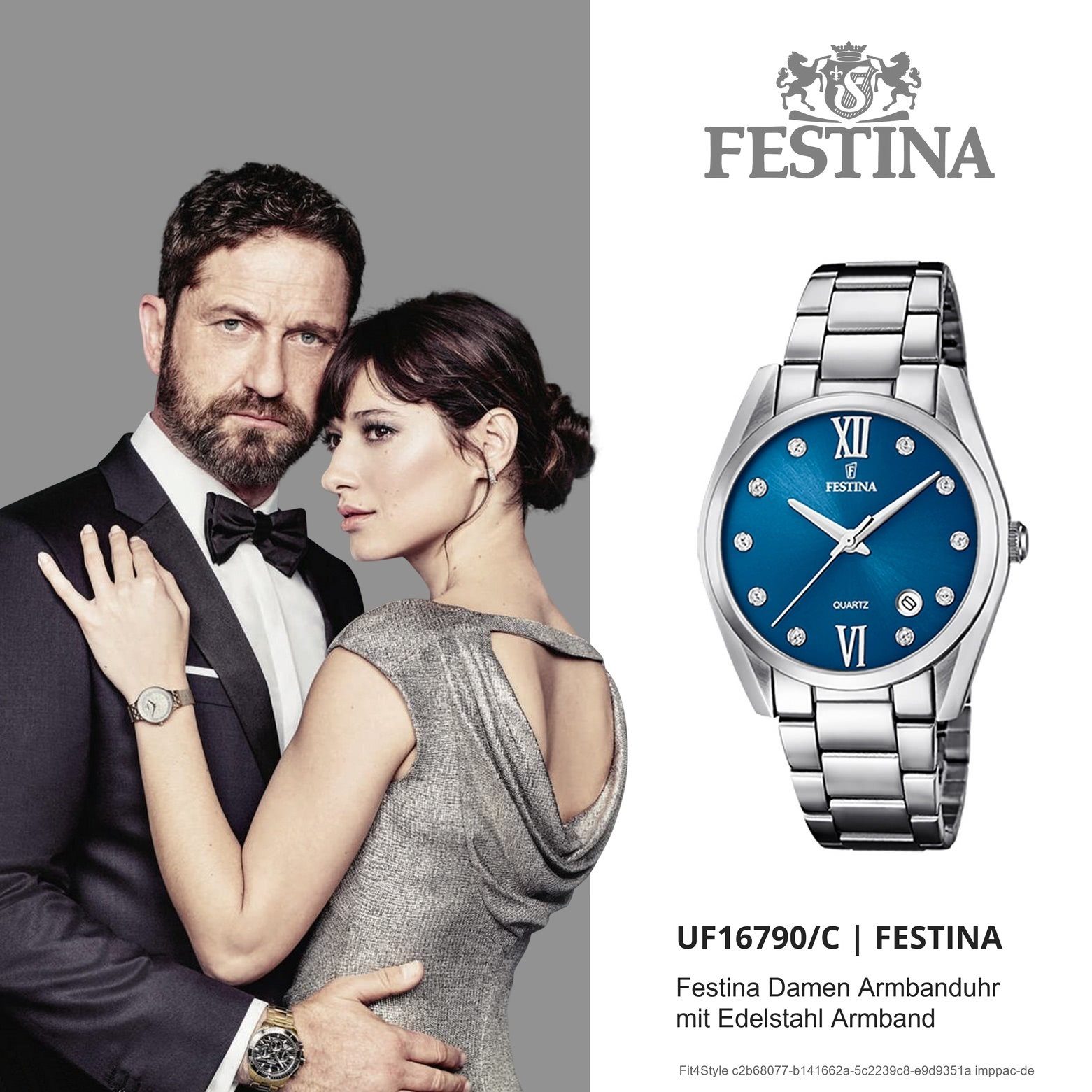 Festina Edelstahl, Damen silber Edelstahlarmband Armbanduhr Festina F16790/C Damen Quarzuhr Uhr rund,