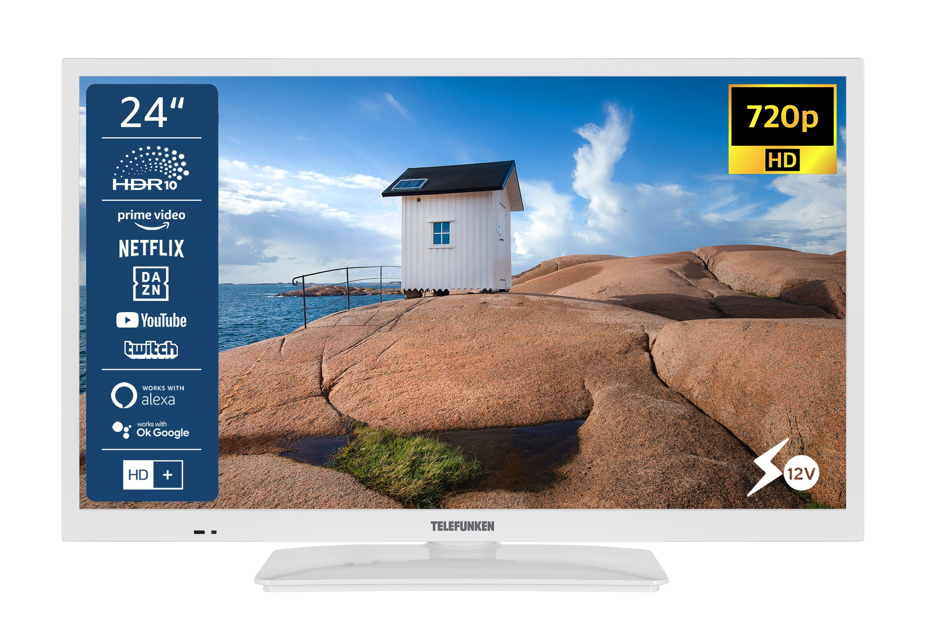 Telefunken XH24SN550MV-W LCD-LED Fernseher (60 cm/24 Zoll, HD-ready, Smart TV, 12 Volt Anschluss, Triple-Tuner, 6 Monate HD+ gratis)