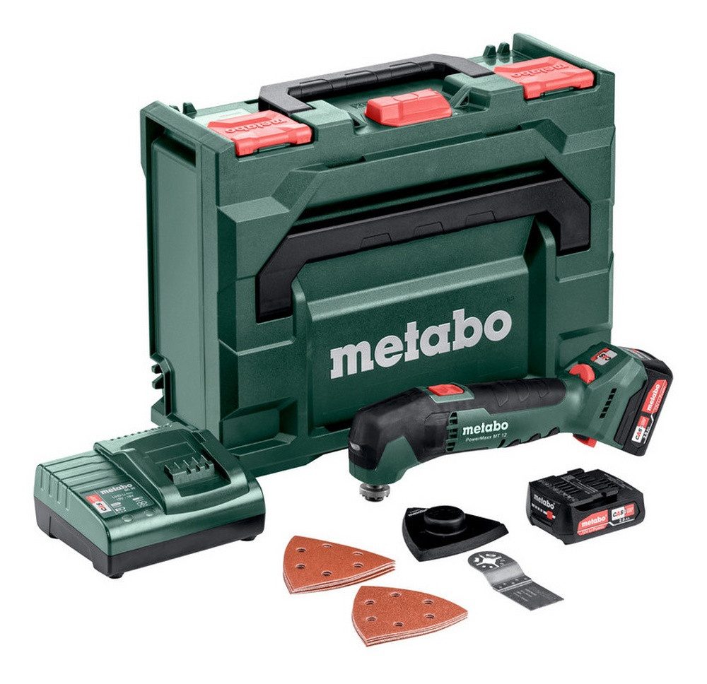 metabo Akku-Multischleifer PowerMaxx MT 12, 18000 U/min, Multitool 2 x 2 Ah Li-Ion in metaBox 145