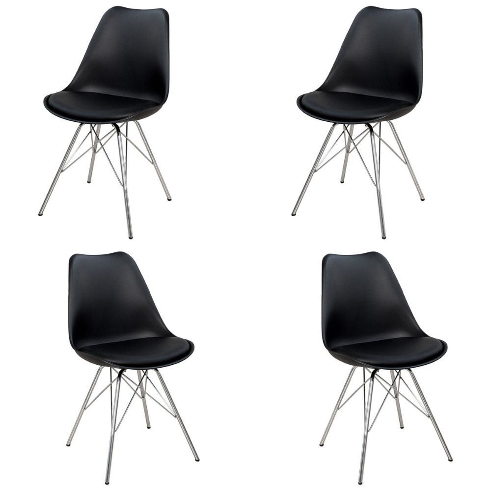 Stuhl 4er Set Design-Klassiker Stuhl NORWAY schwarz-silber