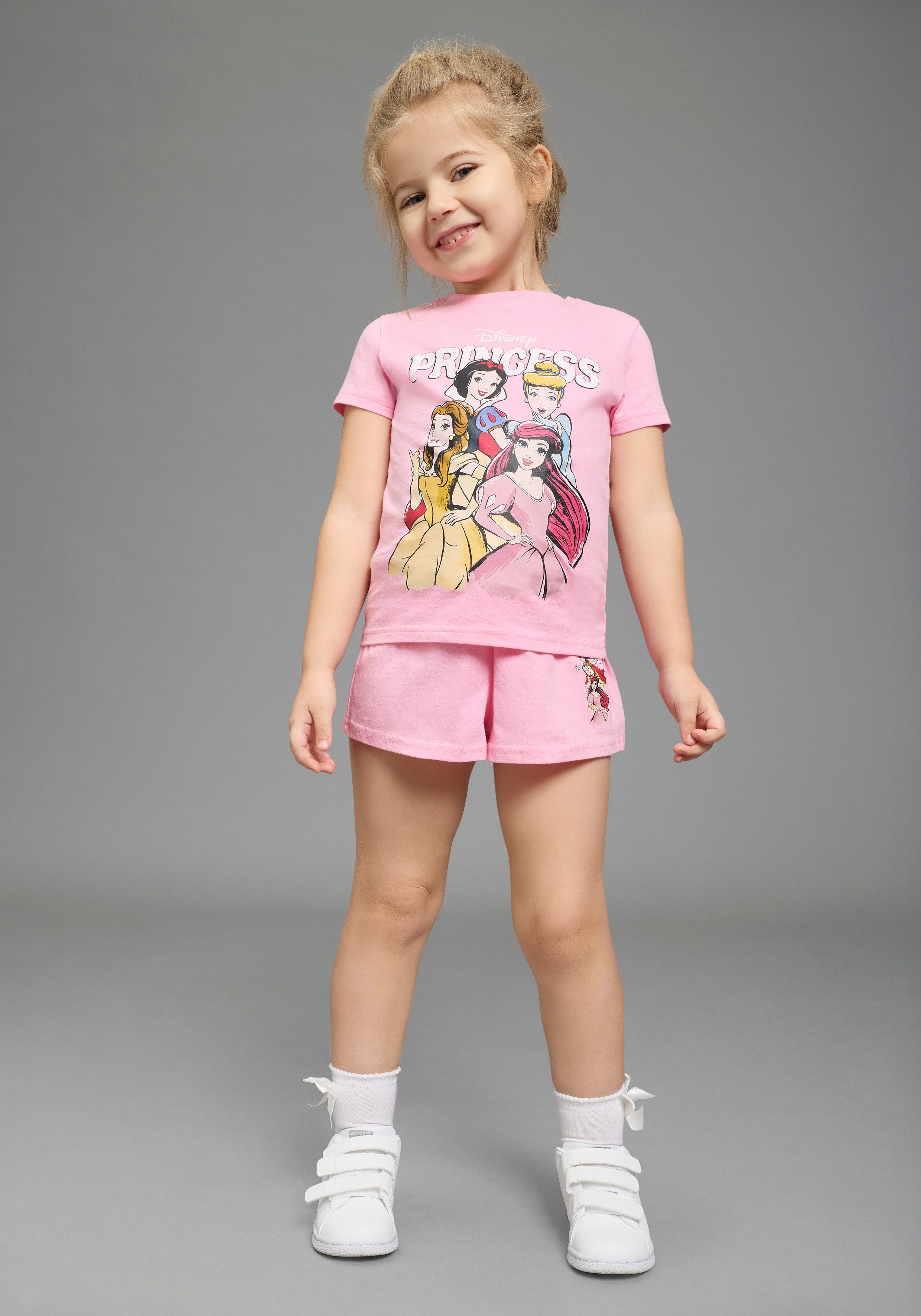 KIDSWORLD Shirt & Shorts PRINCESS 2tlg. Set: Scheewitttchen, Ariel & Freundinnen - Disney (Set, 2-tlg) aus Baumwolle, Single Jersey Material