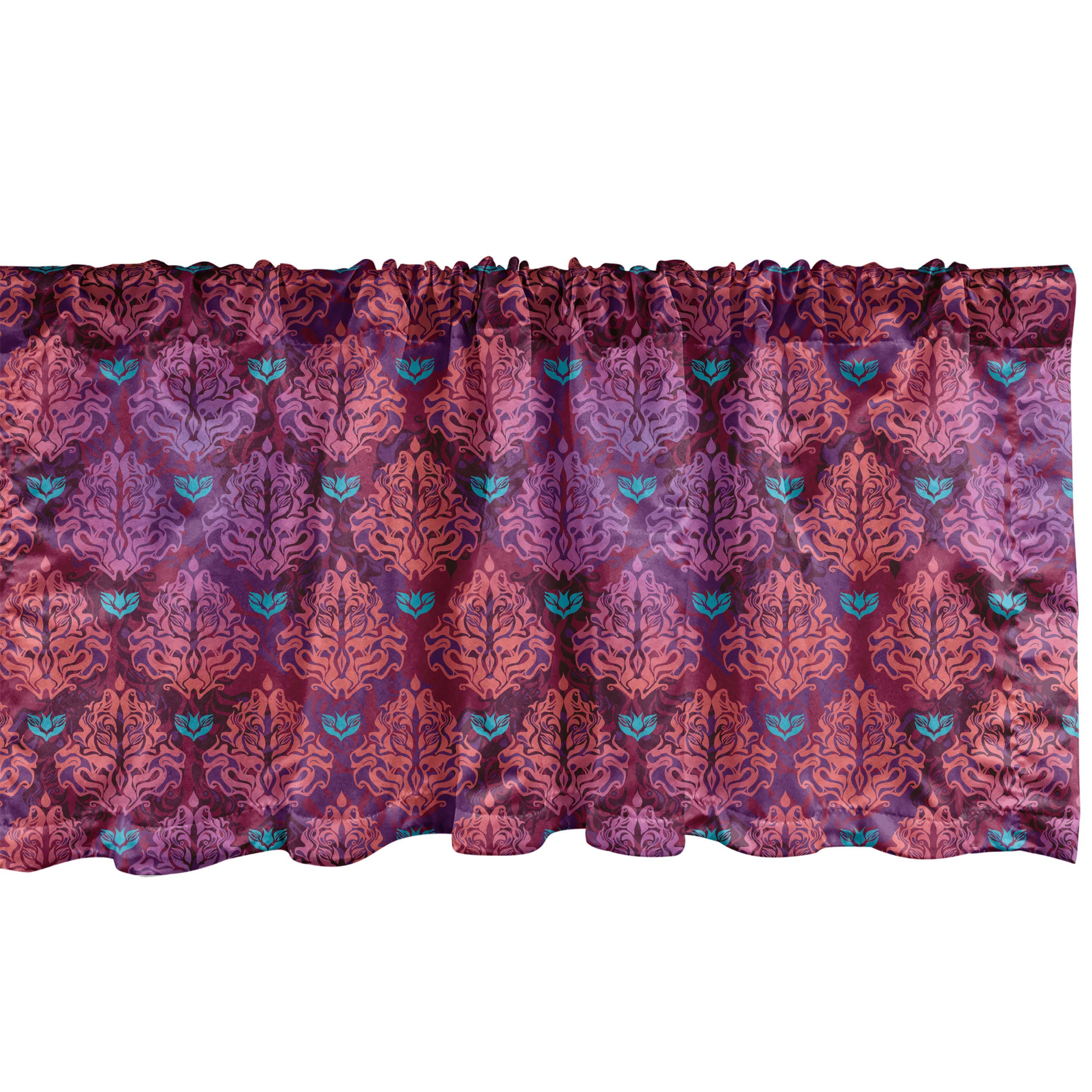 Scheibengardine Vorhang Volant für Küche Schlafzimmer Dekor mit Stangentasche, Abakuhaus, Microfaser, Grunge Natürliche Lila Muster