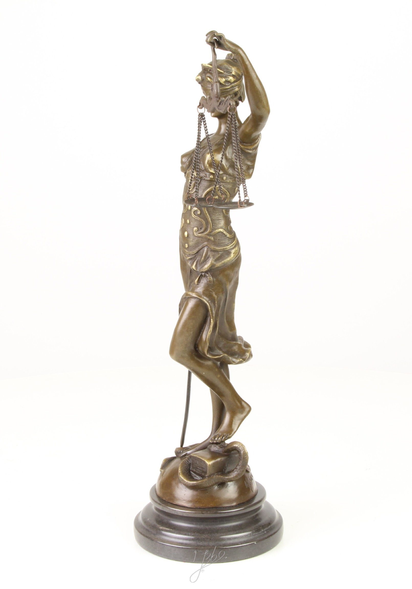 Skulptur Bronzefigur Skulptur Justitia Marmorsockel Bronze 39,5 cm