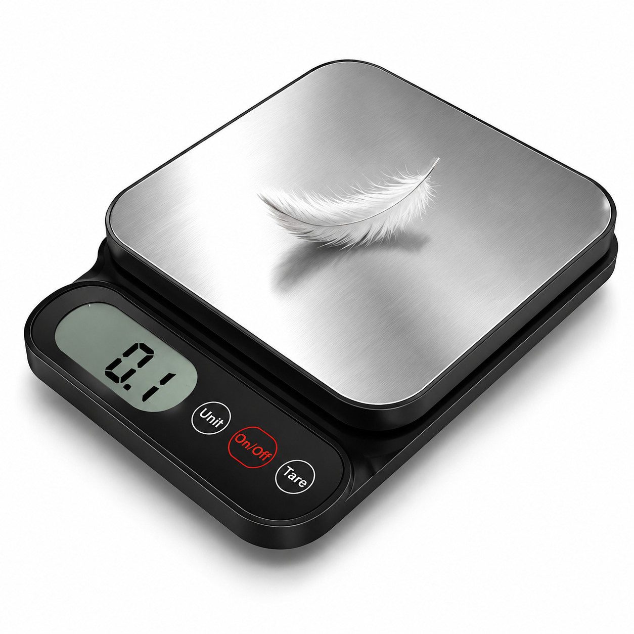 Vornix Küchenwaage Digitale Küchenwaage bis 5 kg, Präzision 0,1 g, (Elektronische Lebensmittelwaage mit Edelstahl-Wiegeplatte, LED-Display, Tara-Funktion), Einheitenumschaltung g/kg/ml/oz/lb für Backen, Kaffee, Kochen