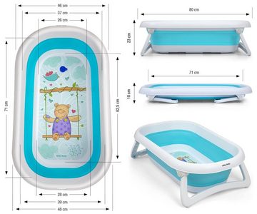 LeNoSa Babybadewanne Faltbadewanne mit Wassertemperaturmessung • Neugeborenenwanne, mit rutschfesten Füßen